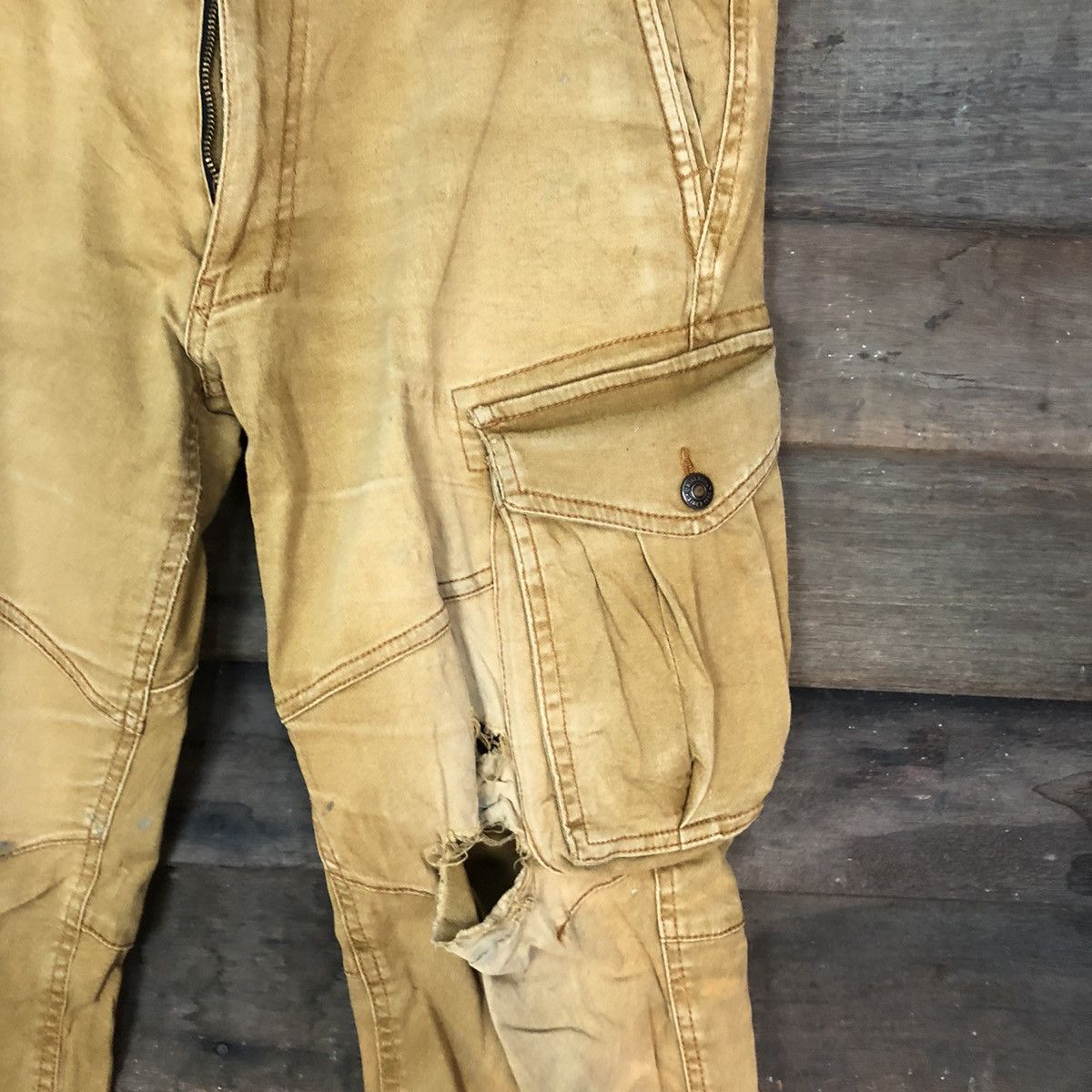 Japanese Brand Genba multi pocket distressed utility Cargo Pants #7056 Size US 32 / EU 48 - 7 Thumbnail