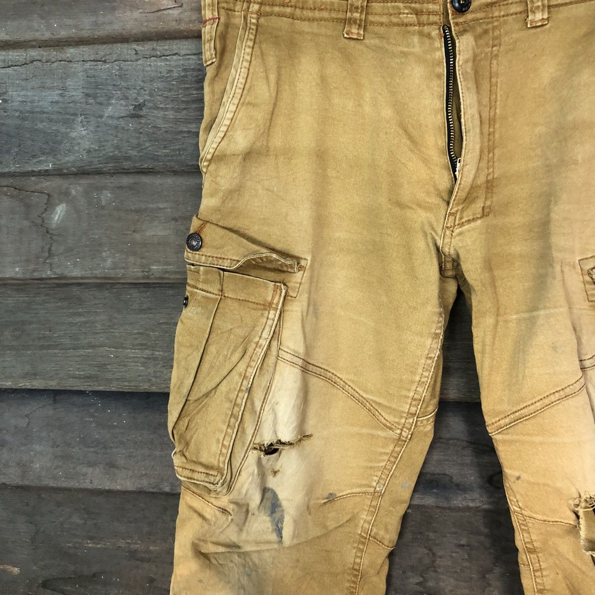 Japanese Brand Genba multi pocket distressed utility Cargo Pants #7056 Size US 32 / EU 48 - 6 Thumbnail