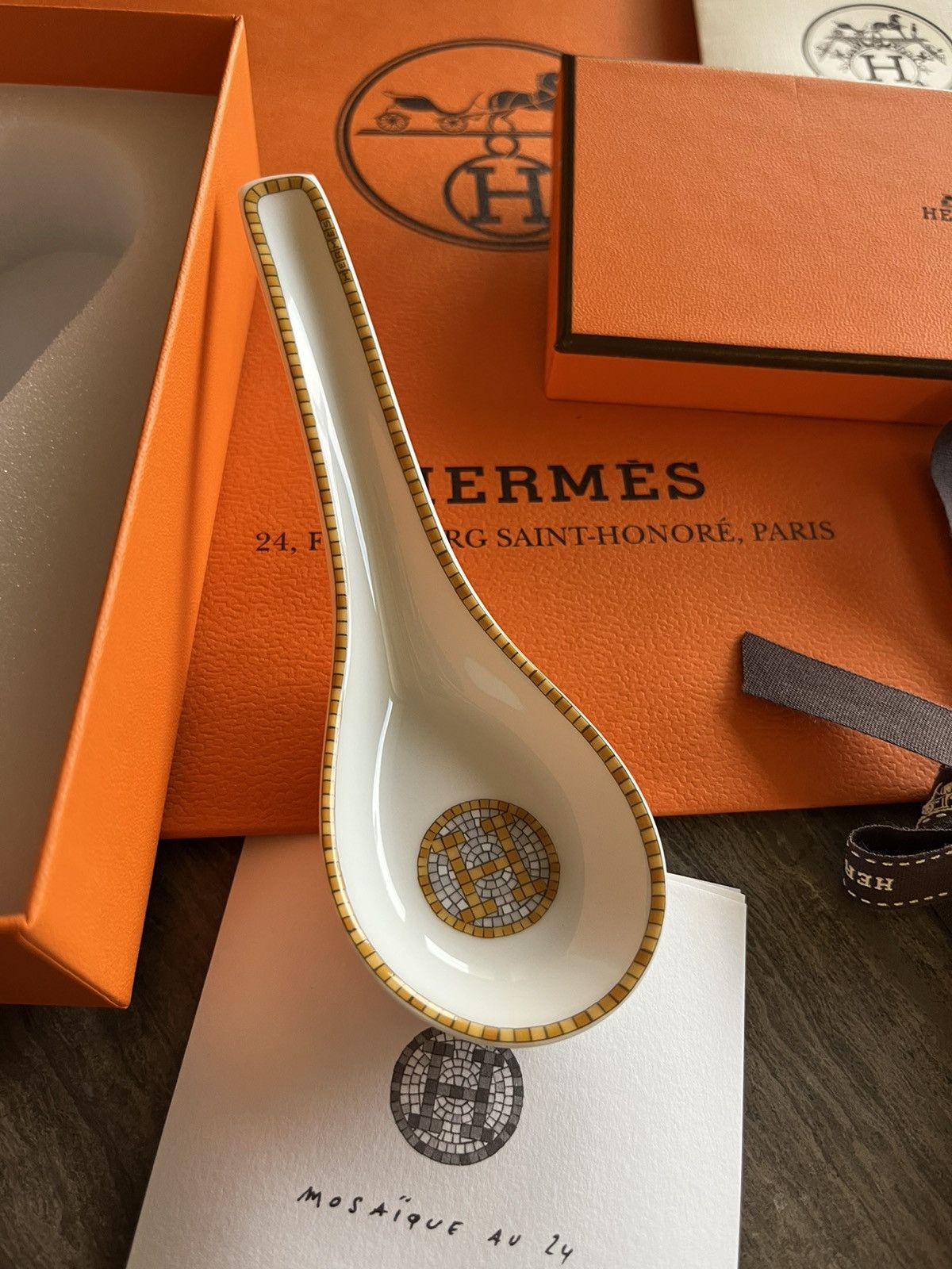image of Hermes Iconic Super Classic Mosaique Gold Spoon, Men's
