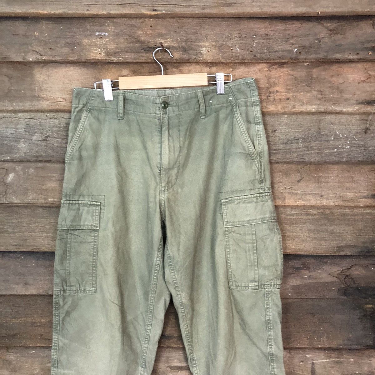 Japanese Brand × Uniqlo Uniqlo japan faded multipocket Green Cargo Pants #7059 Size US 32 / EU 48 - 2 Thumbnail