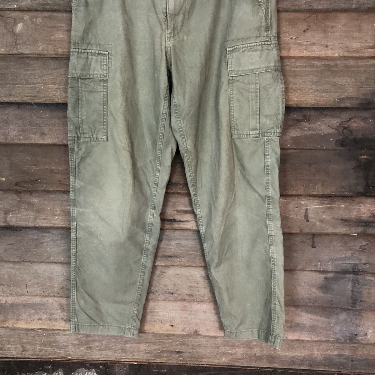 Japanese Brand × Uniqlo Uniqlo japan faded multipocket Green Cargo Pants #7059 Size US 32 / EU 48 - 3 Thumbnail