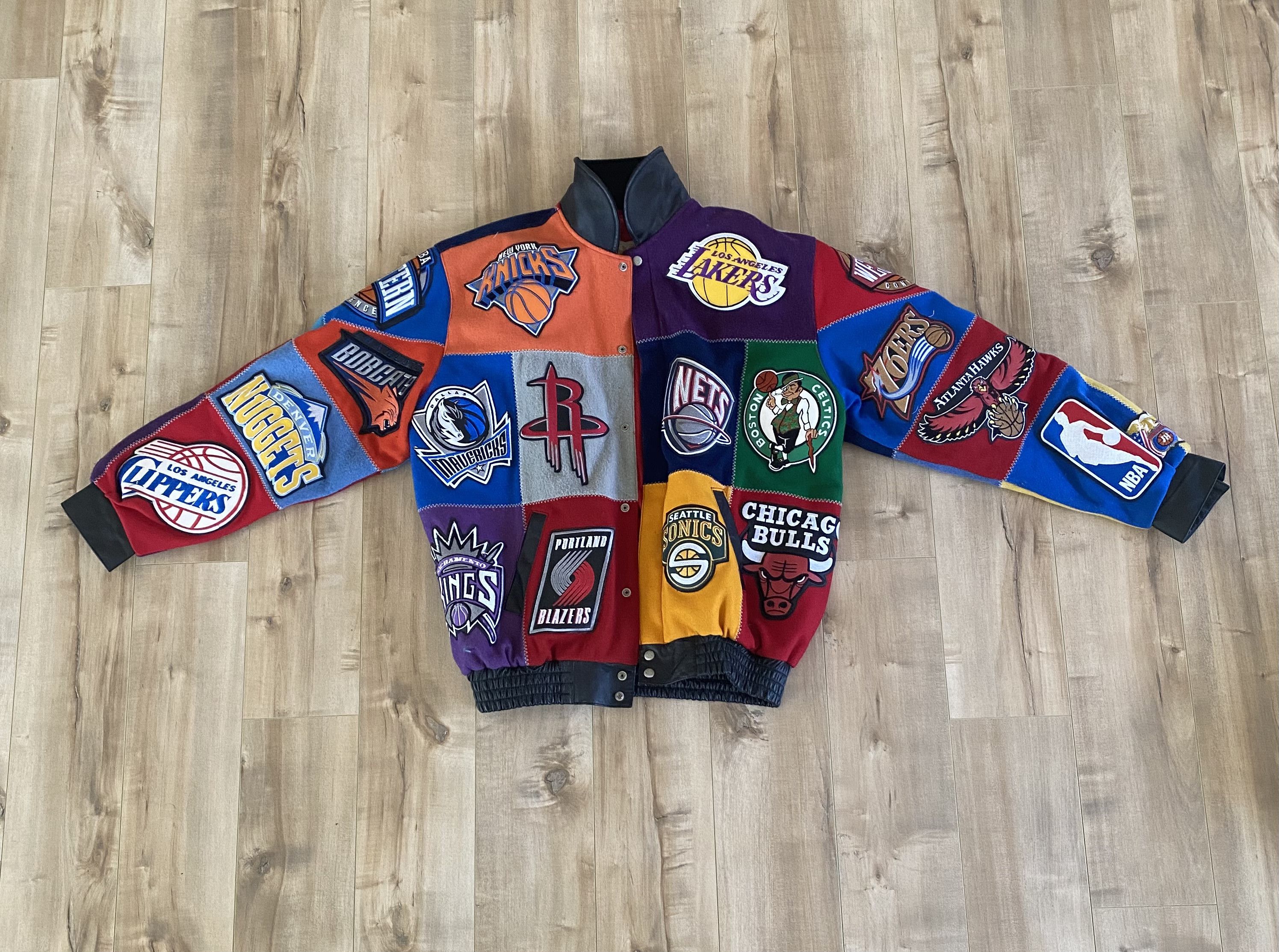 Vintage NBA Patchwork Leather Jacket