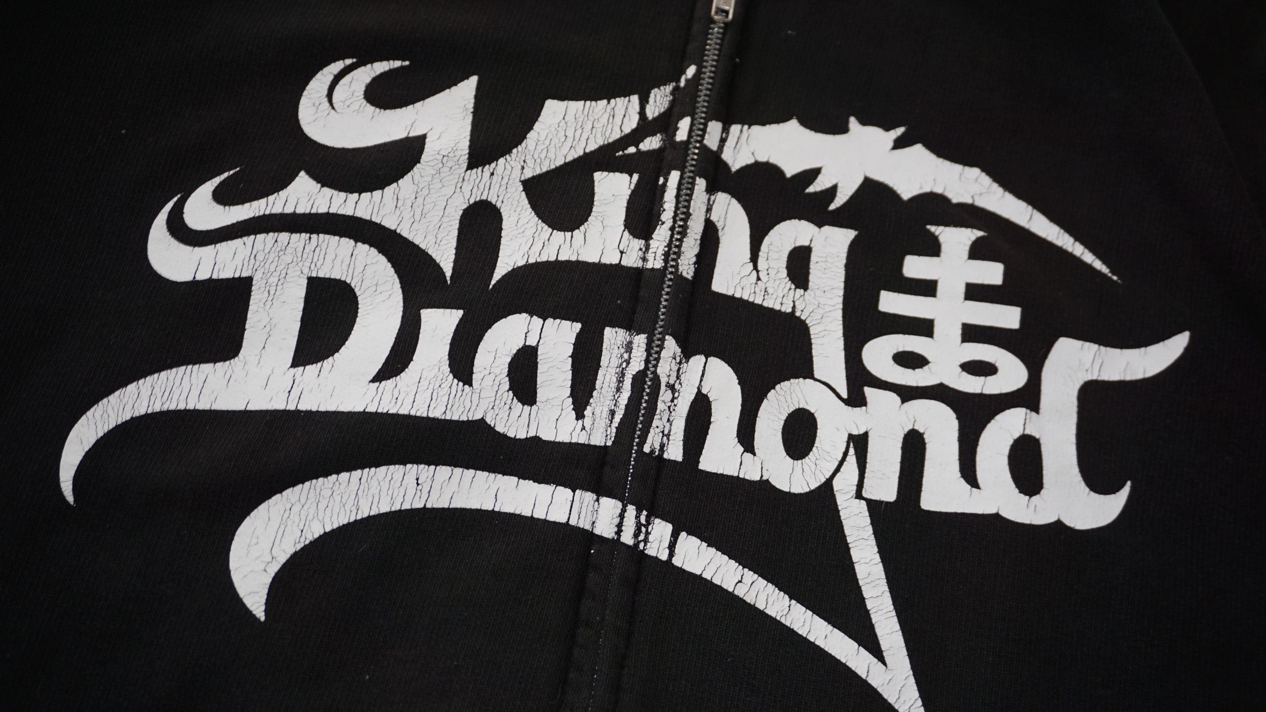Band Tees × Vintage King Diamond Big Graphic Vintage 90s Zip Thrashed Hoodie Size US XL / EU 56 / 4 - 12 Thumbnail