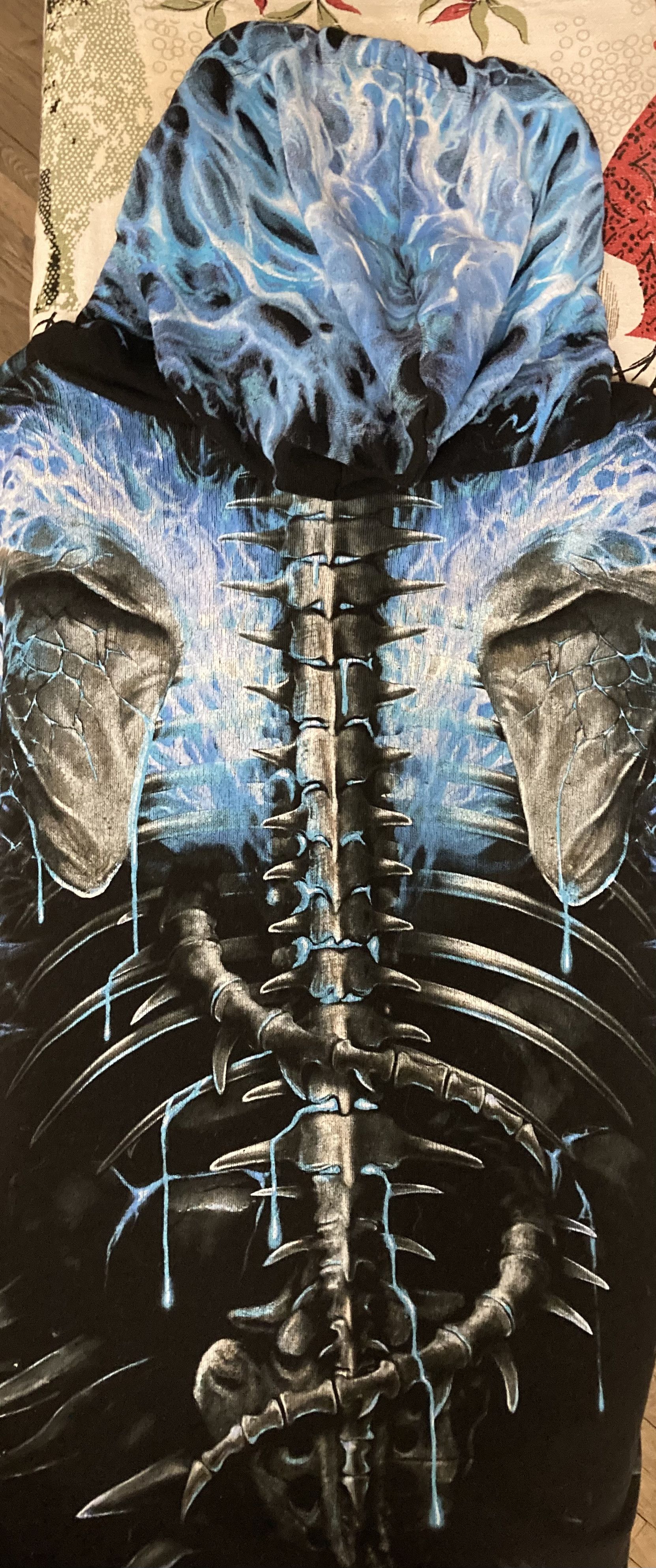 Vintage Skulls and Bones Flaming Spine All Over Print Hoodie Size US XXL / EU 58 / 5 - 7 Thumbnail