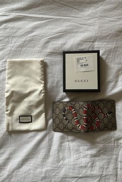 GUCCI Supreme Monogram Kingsnake Print Bifold Wallet Black 451268