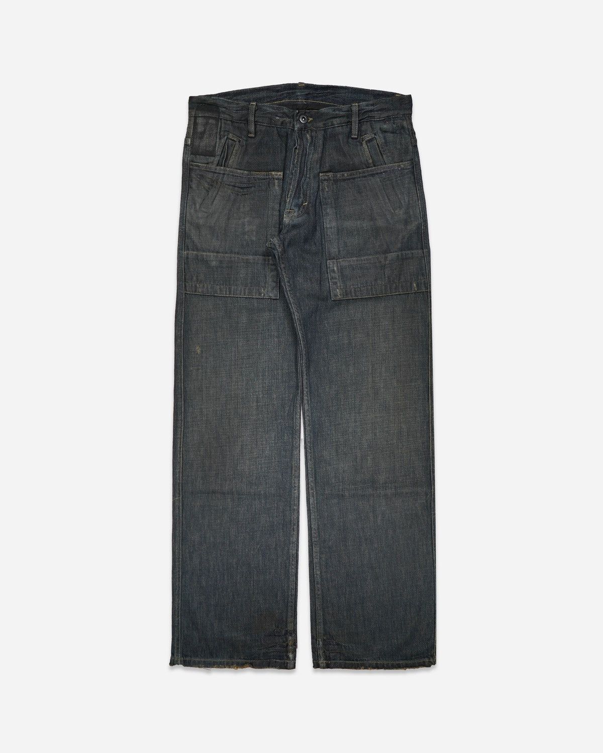 image of Rick Owens “Slab” Grey Cargo Jeans - 1990’S in Blue, Men's (Size 30)