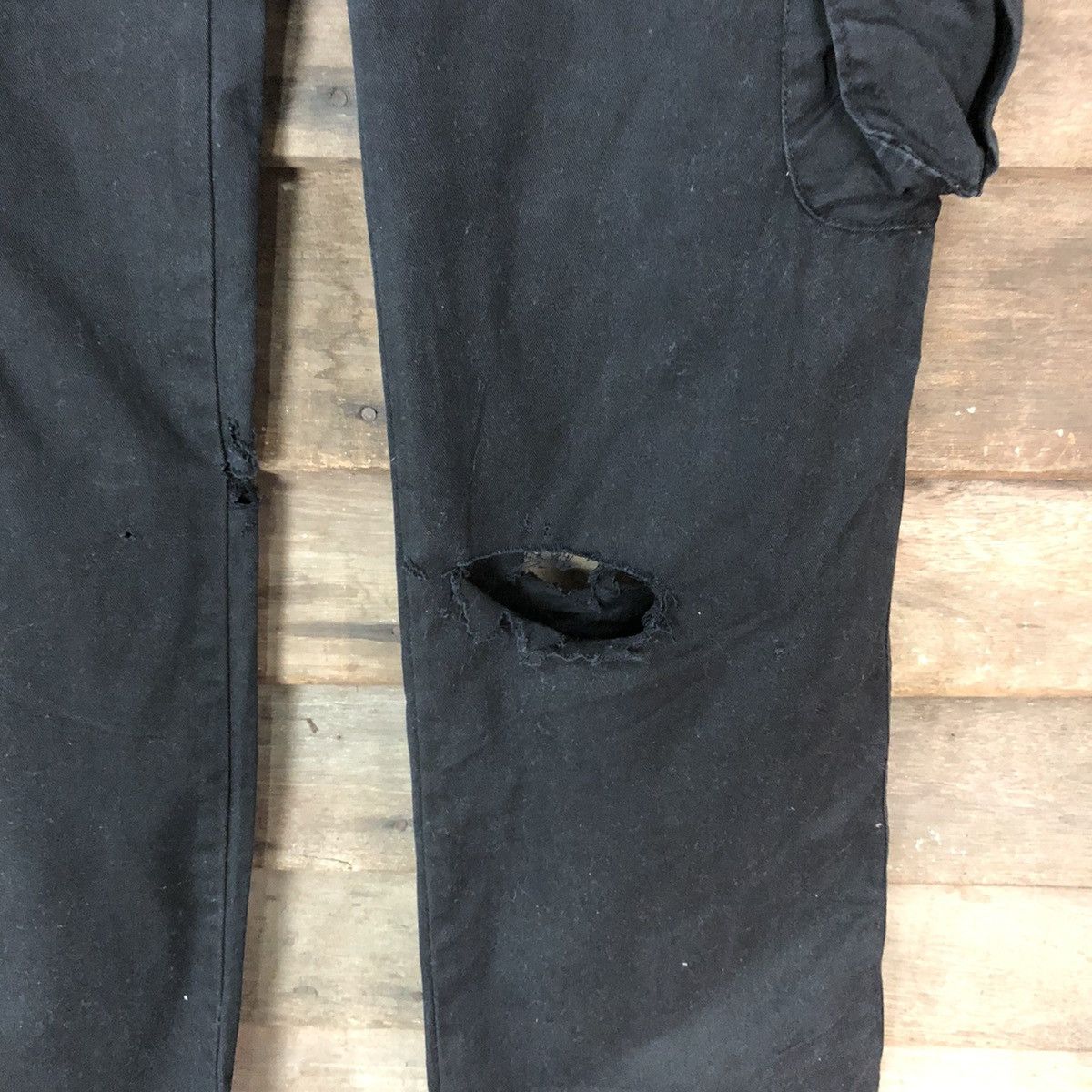 Japanese Brand DL Japan ripped utility multipocket Black Cargo Pants #7048 Size 27" / US 4 / IT 40 - 10 Thumbnail