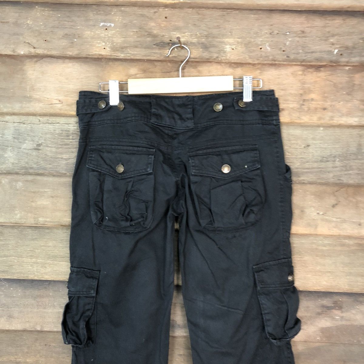 Japanese Brand DL Japan ripped utility multipocket Black Cargo Pants #7048 Size 27" / US 4 / IT 40 - 17 Thumbnail
