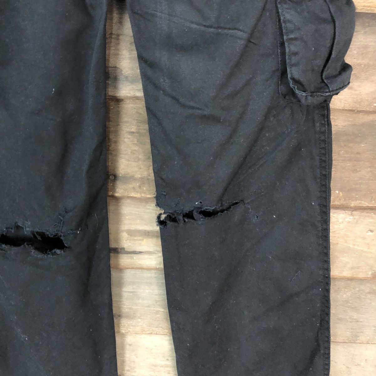 Japanese Brand DL Japan ripped utility multipocket Black Cargo Pants #7048 Size 27" / US 4 / IT 40 - 15 Thumbnail