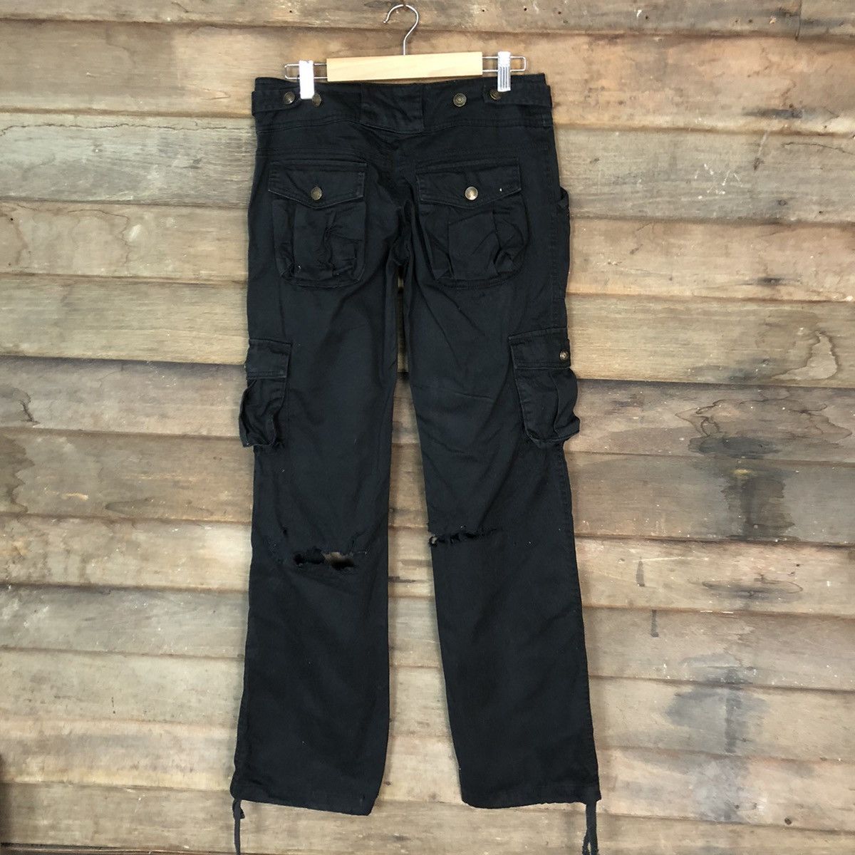 Japanese Brand DL Japan ripped utility multipocket Black Cargo Pants #7048 Size 27" / US 4 / IT 40 - 11 Thumbnail