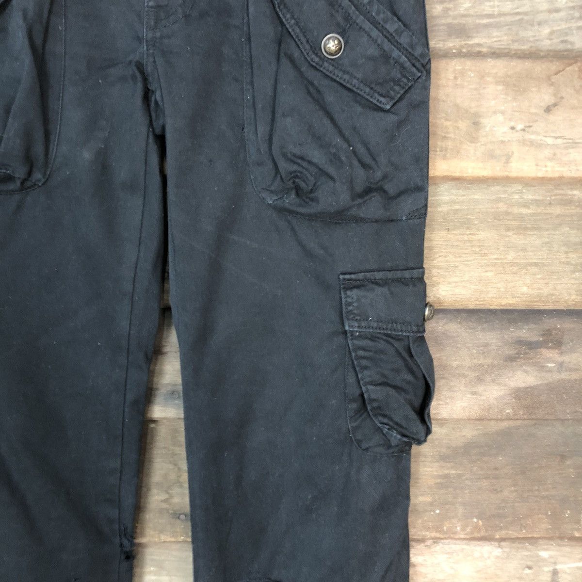 Japanese Brand DL Japan ripped utility multipocket Black Cargo Pants #7048 Size 27" / US 4 / IT 40 - 7 Thumbnail