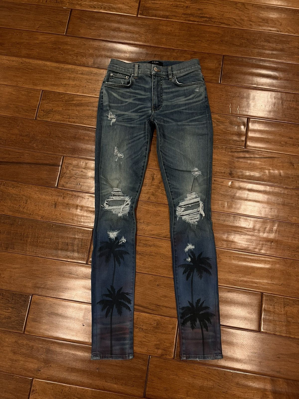 Amiri night Palm Tree thrasher jeans 30