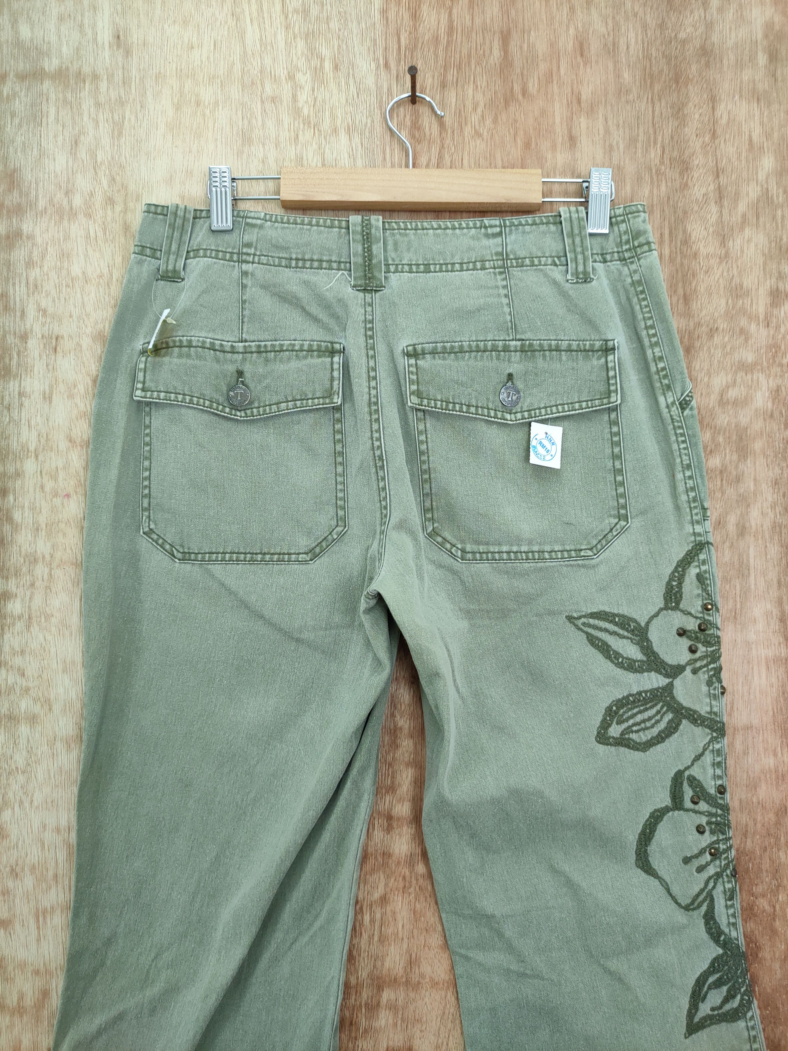 Japanese Brand DL Tint Flower art faded green vintage cargo pants #962 Size 28" / US 6 / IT 42 - 8 Thumbnail