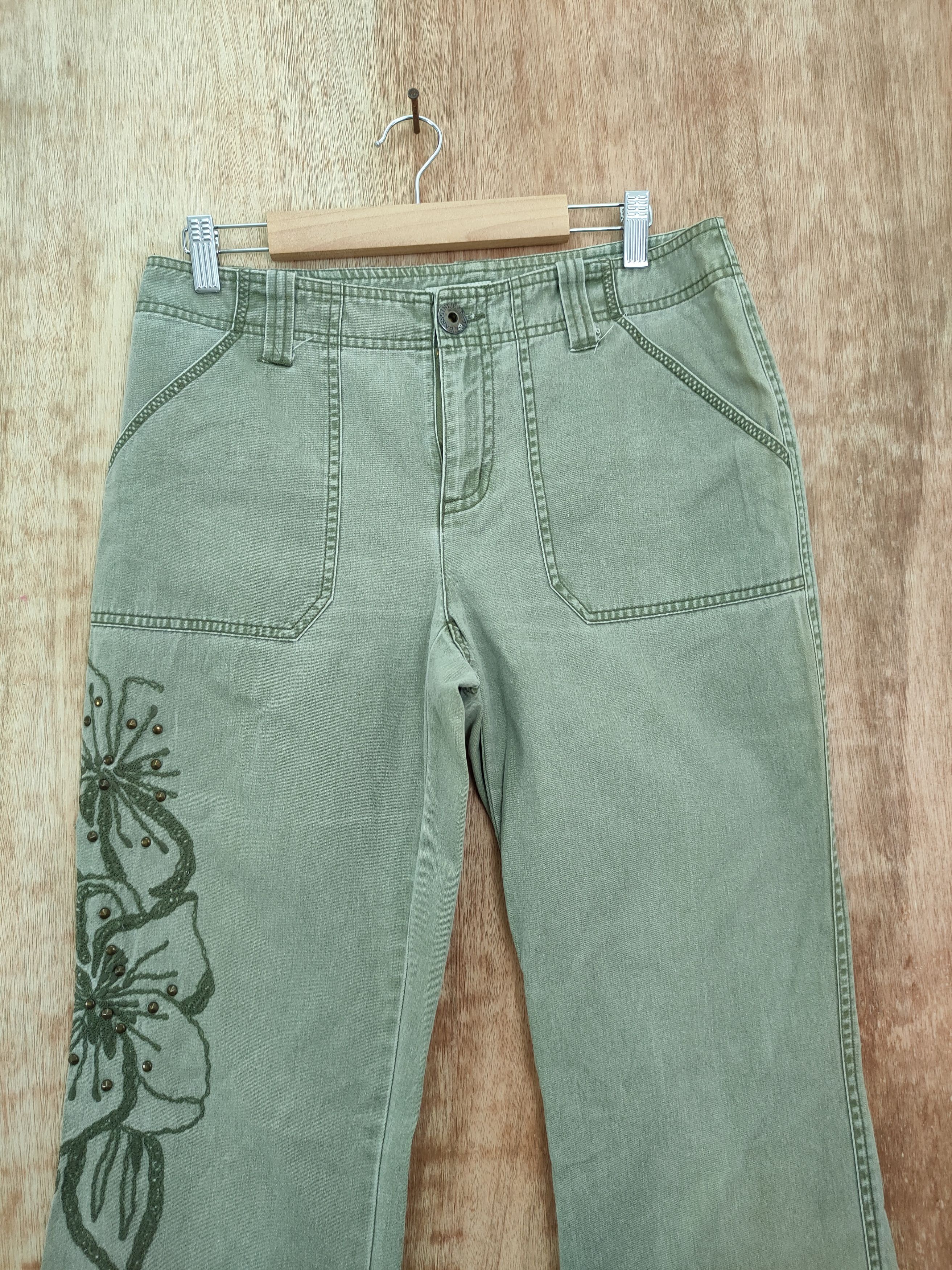 Japanese Brand DL Tint Flower art faded green vintage cargo pants #962 Size 28" / US 6 / IT 42 - 3 Thumbnail