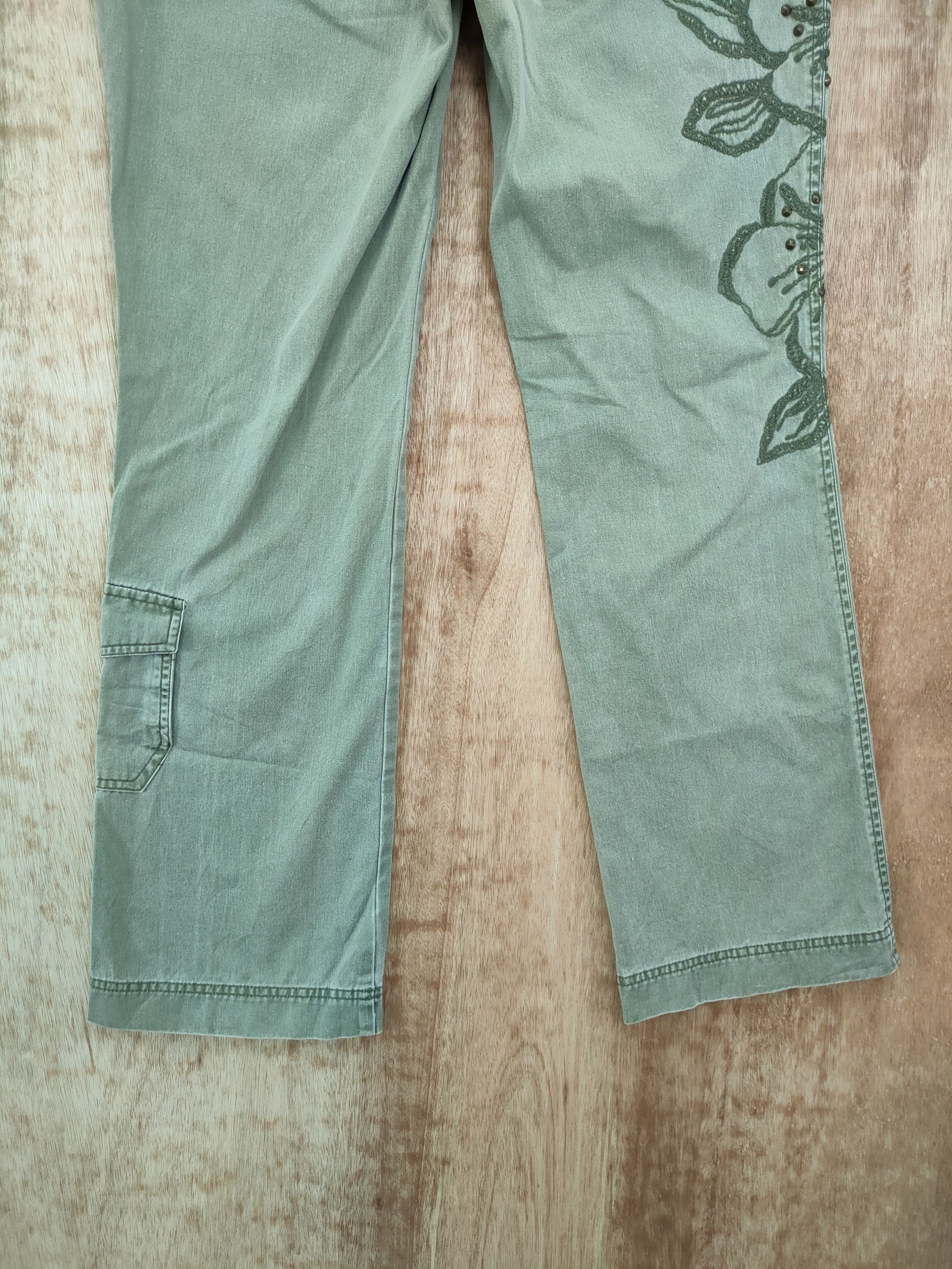 Japanese Brand DL Tint Flower art faded green vintage cargo pants #962 Size 28" / US 6 / IT 42 - 7 Thumbnail