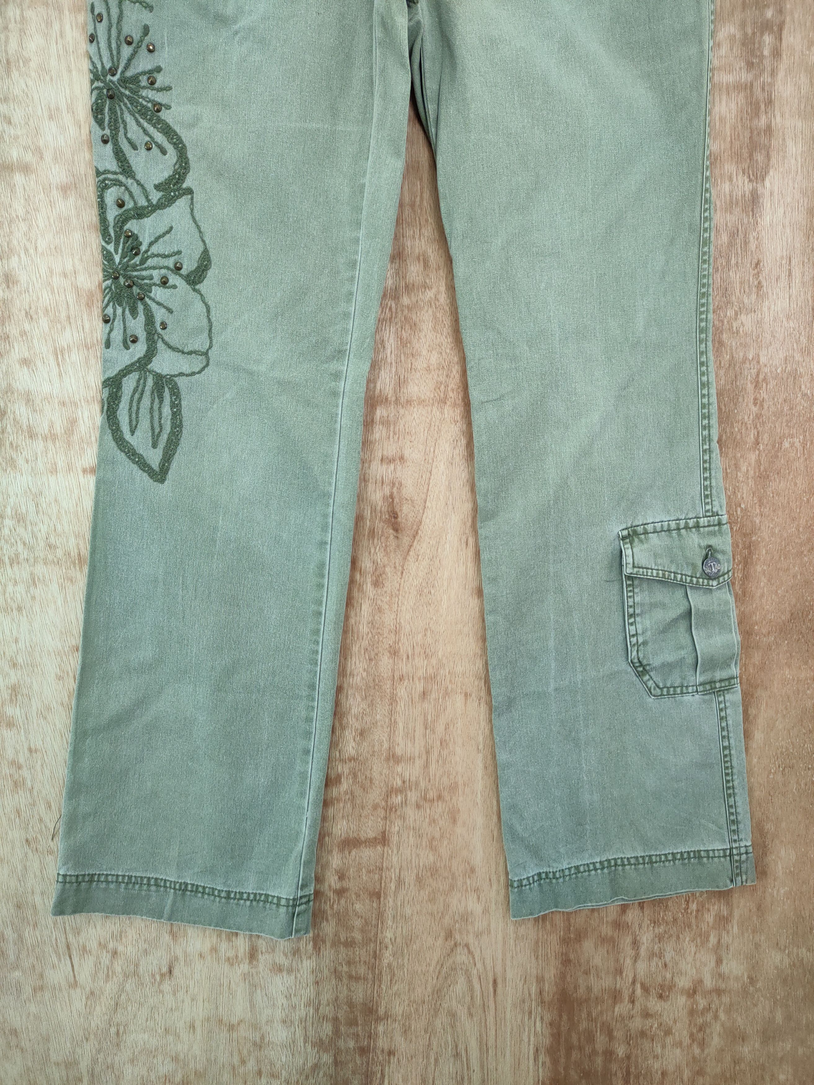 Japanese Brand DL Tint Flower art faded green vintage cargo pants #962 Size 28" / US 6 / IT 42 - 2 Thumbnail