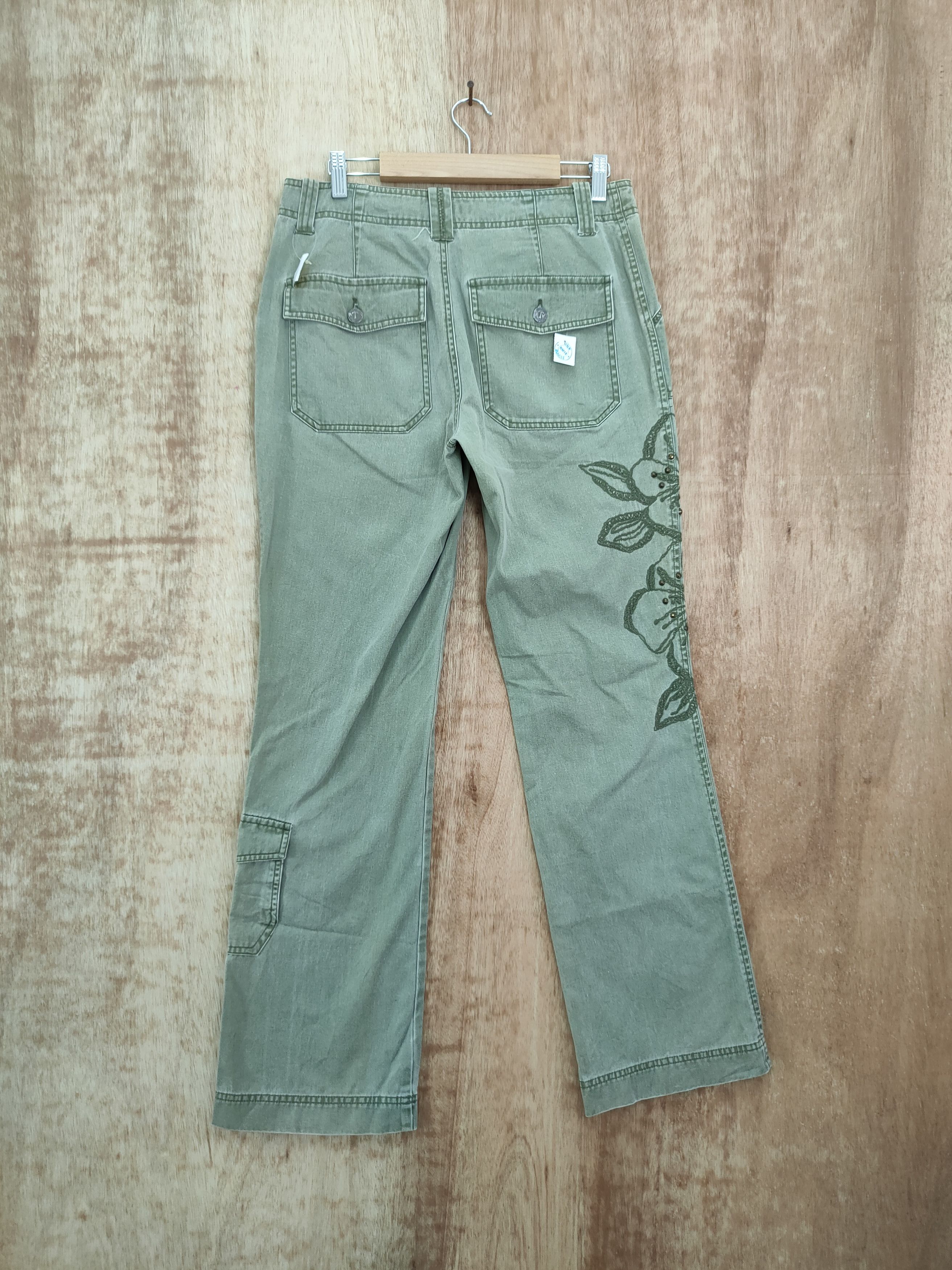 Japanese Brand DL Tint Flower art faded green vintage cargo pants #962 Size 28" / US 6 / IT 42 - 6 Thumbnail