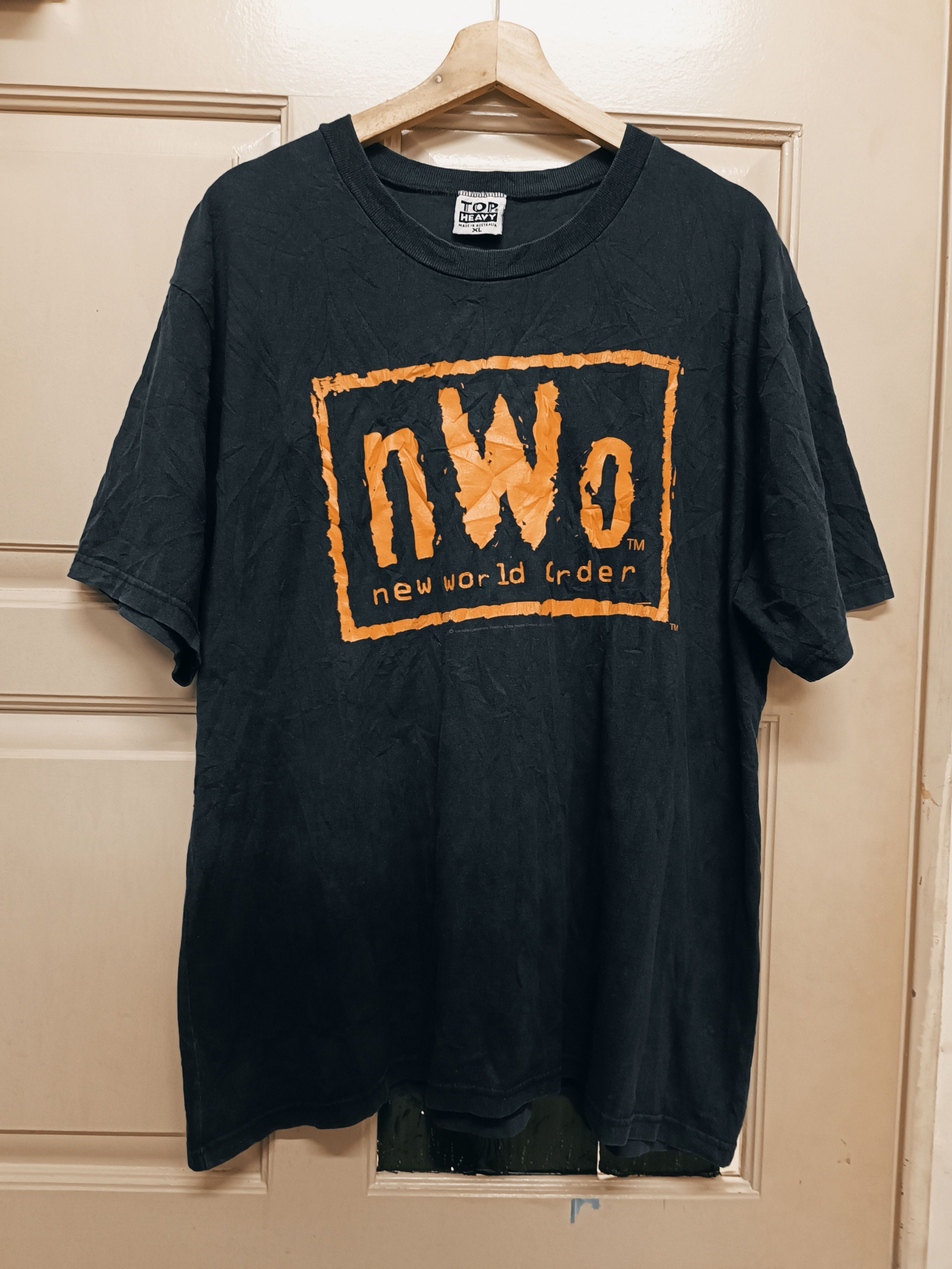 image of Vintage 1998 T Shirt Nwo New World Order in Black, Men's (Size XL)