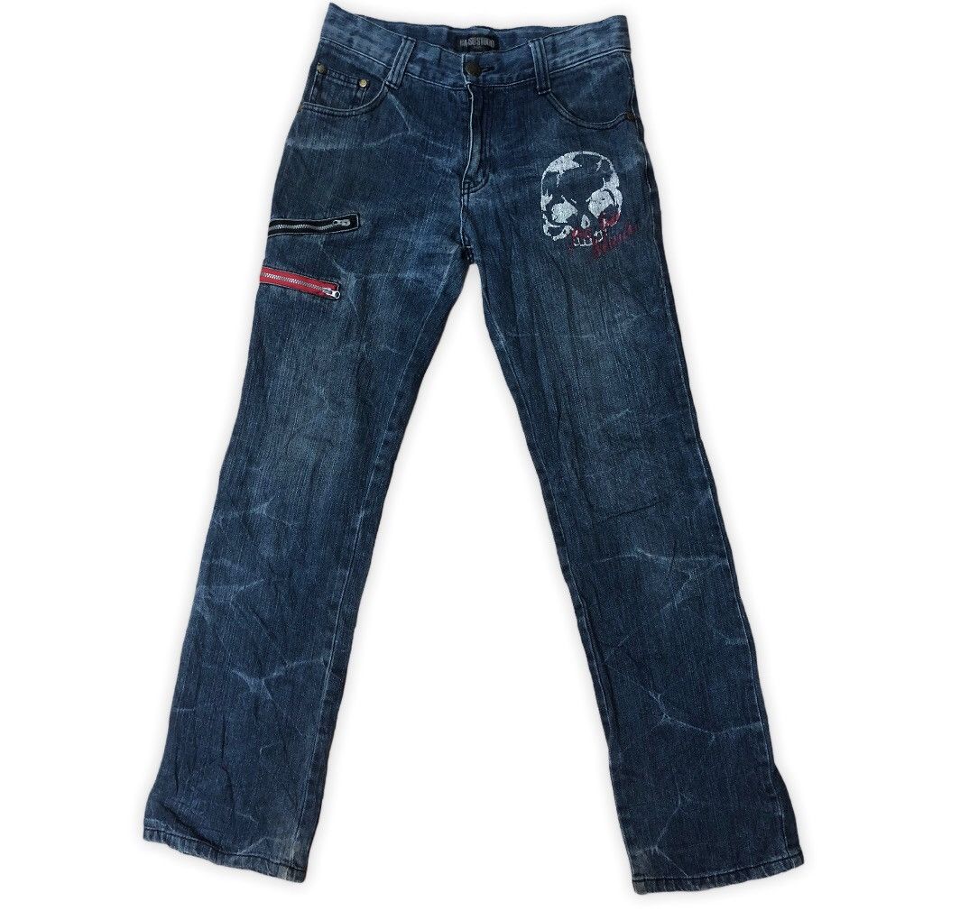 Designer × If Six Was Nine × Japanese Brand SKULL PRINTED DISTRESSED DENIM JEANS Size US 31 - 1 Thumbnail
