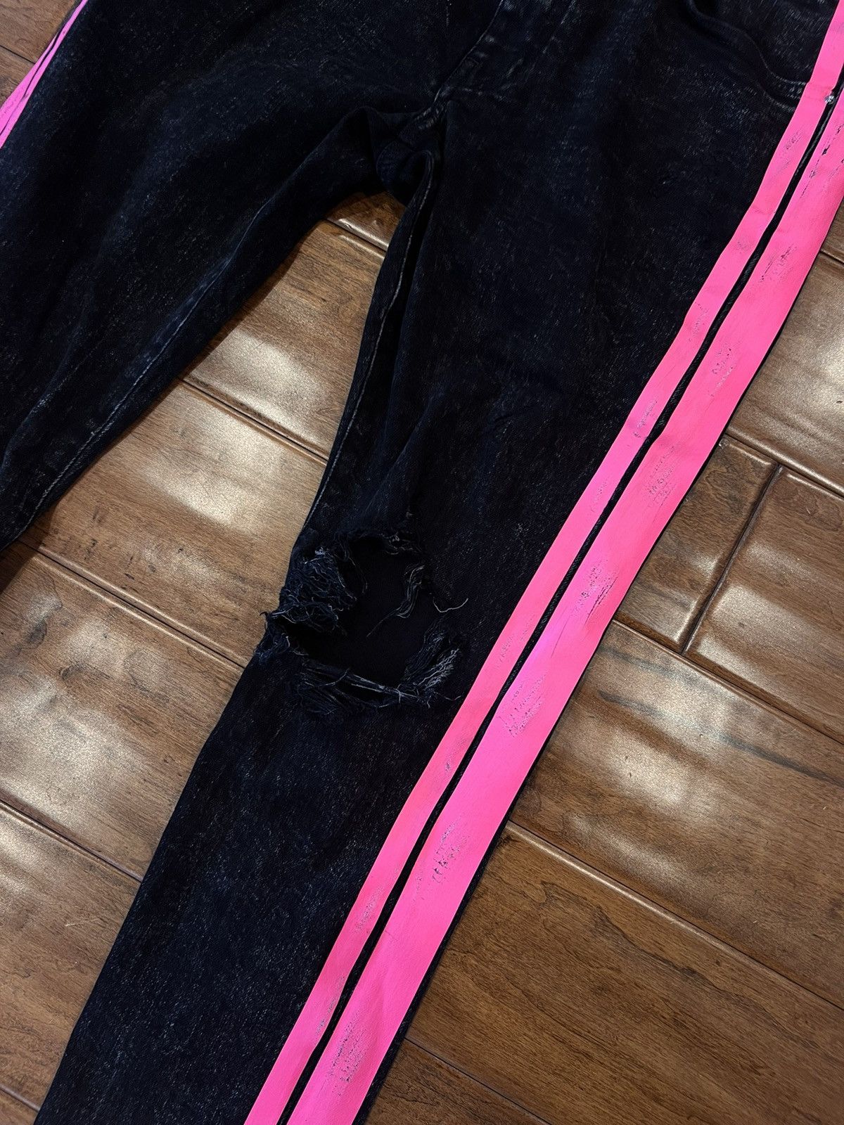 Jeans with pink side stripe deals