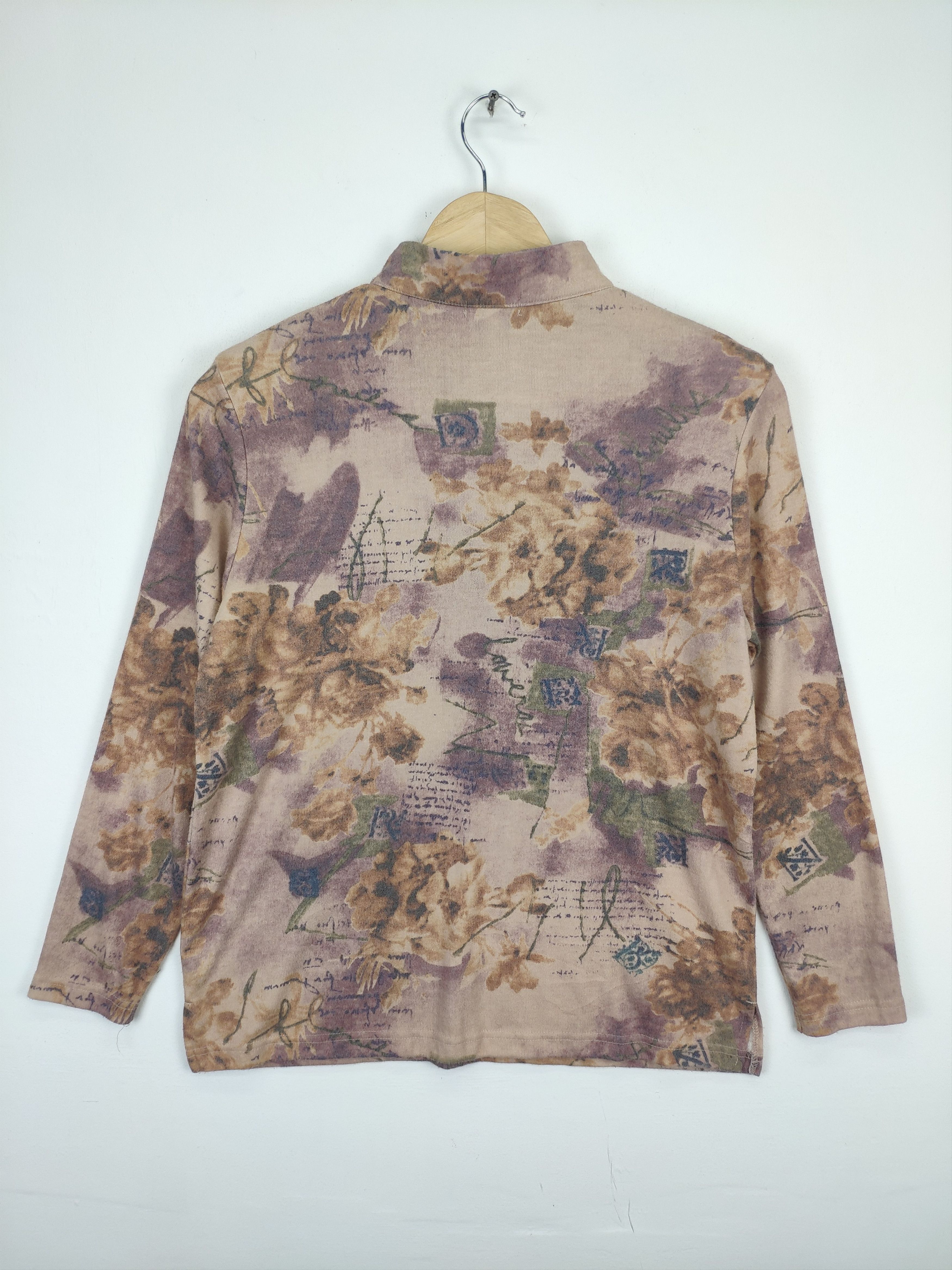 Designer × Japanese Brand Vintage Wool Sweater Half Zip Floral Motif by VENTICELLO Size M / US 6-8 / IT 42-44 - 2 Thumbnail