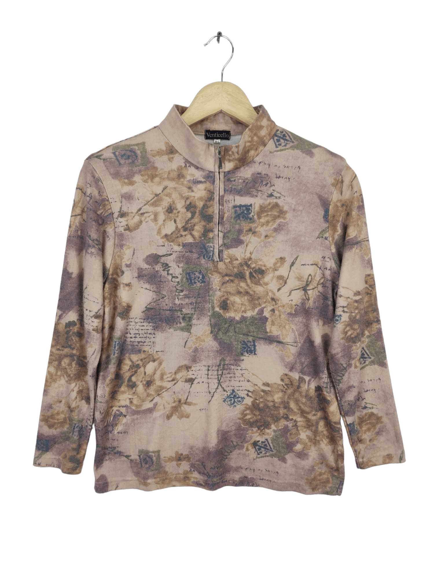 Designer × Japanese Brand Vintage Wool Sweater Half Zip Floral Motif by VENTICELLO Size M / US 6-8 / IT 42-44 - 1 Thumbnail