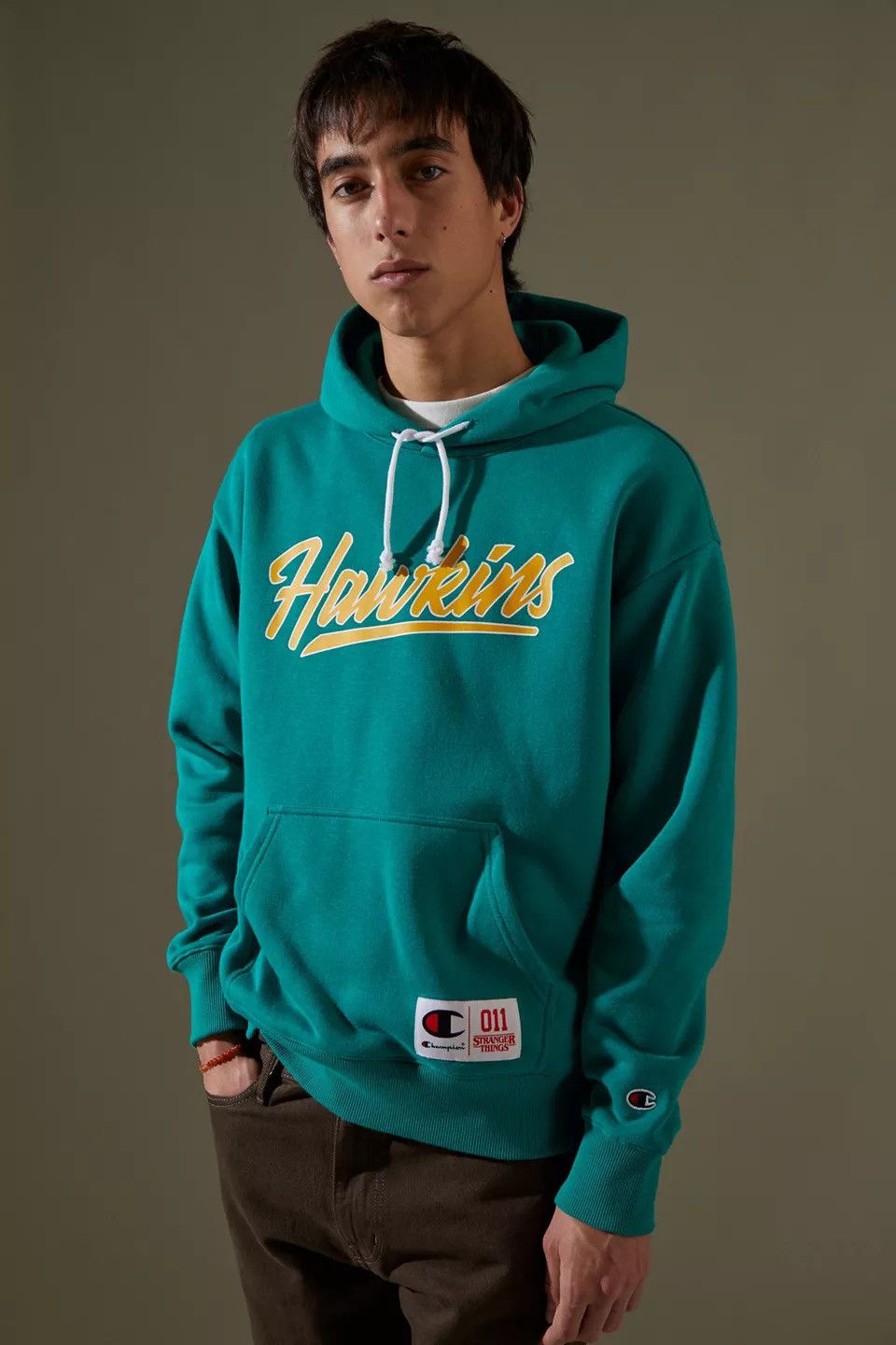 Green Stranger Things x Champion Hoodie sweatshirt