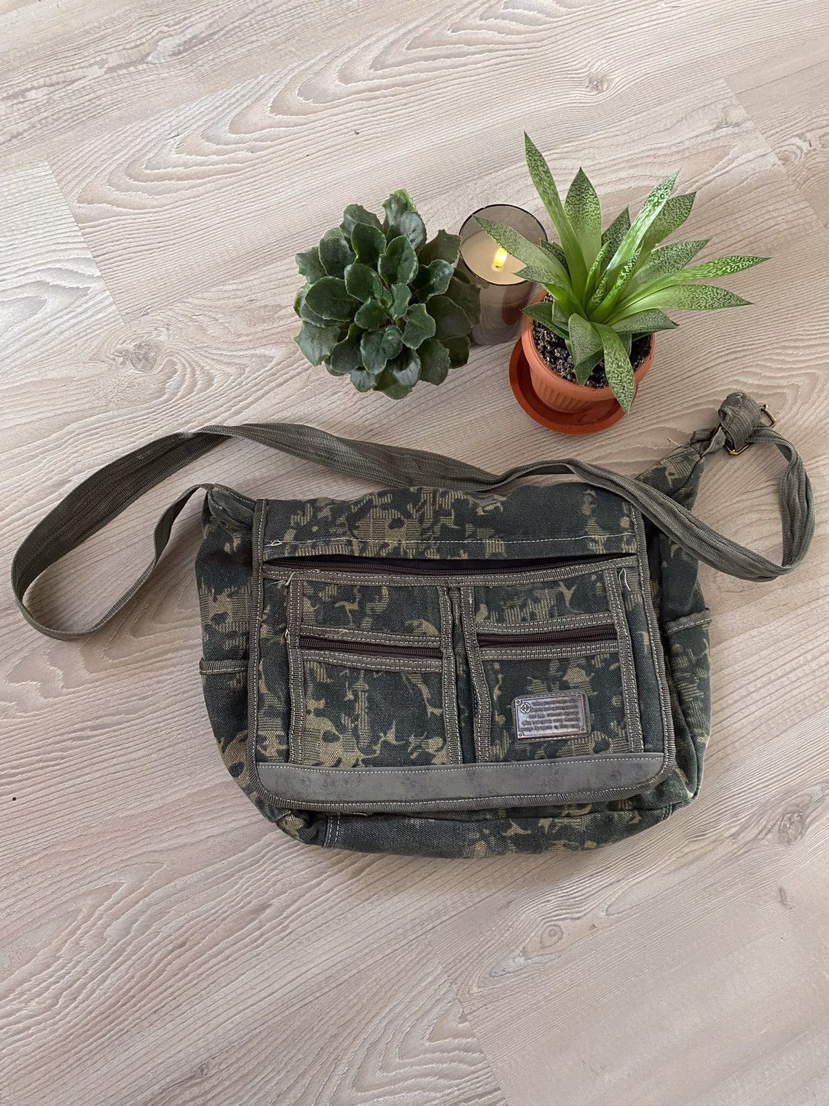 image of Diesel Cargo Messenger Military Army Crossbody Bag in Camo, Men's