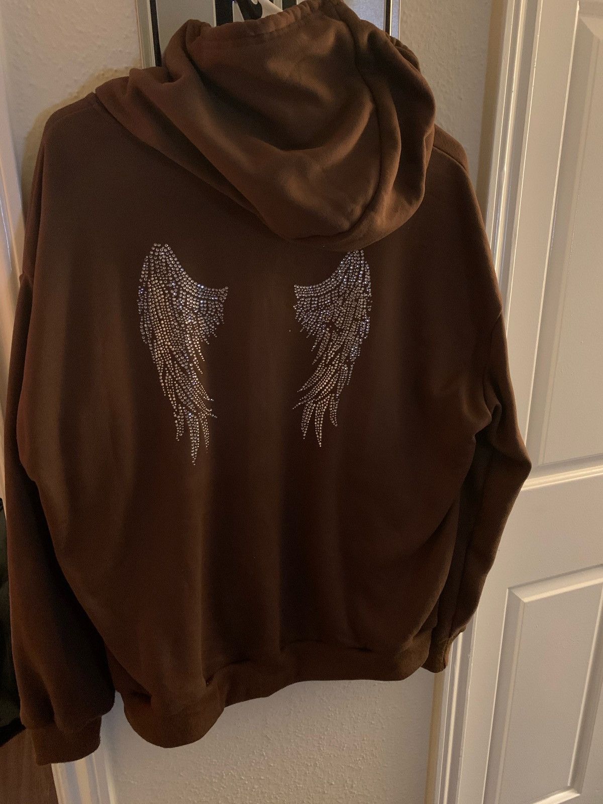 Rhinestones Wings Vintage Zip Up Hoodie