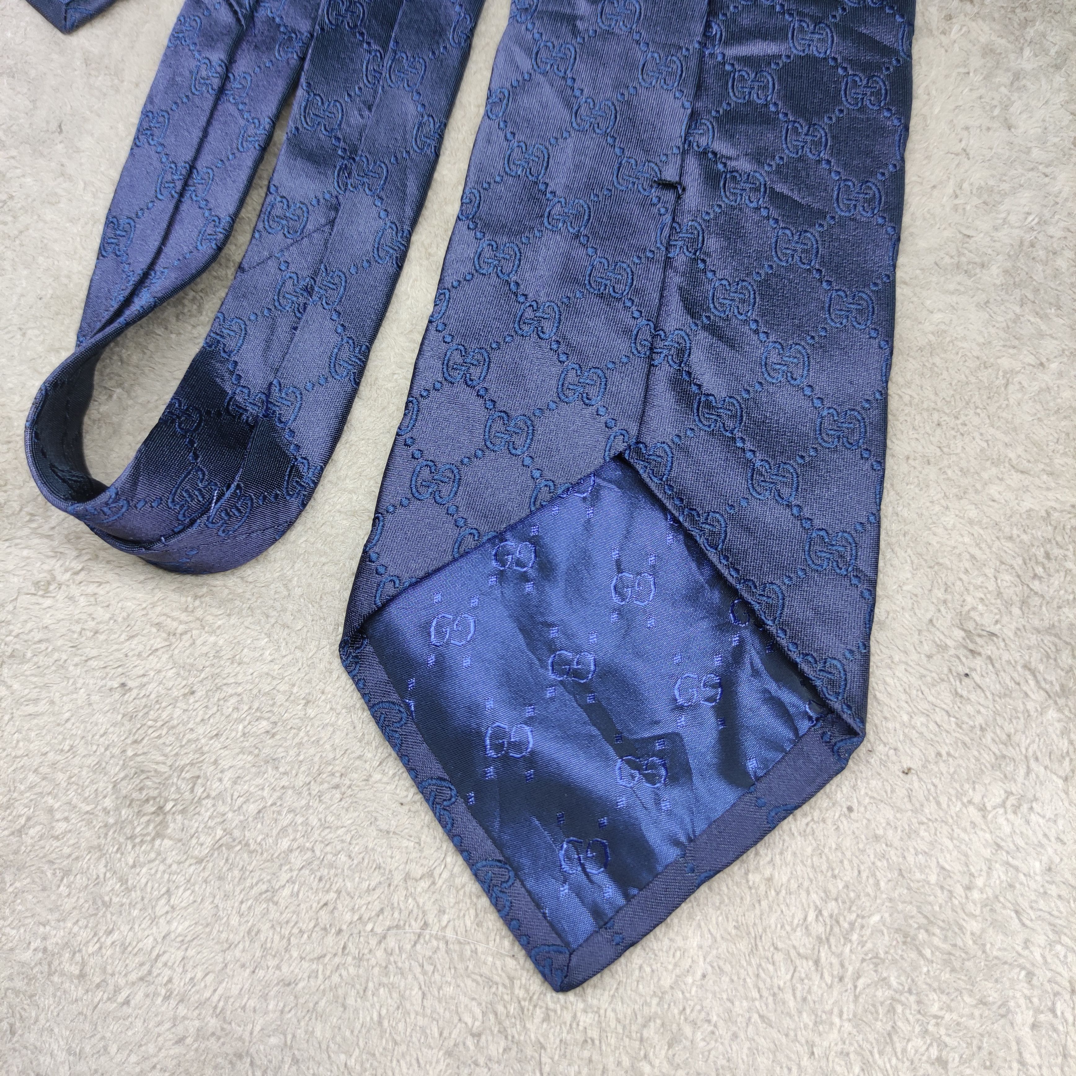 Gucci Gucci "GG" Pattern Silk Tie in blue navy Size ONE SIZE - 7 Thumbnail