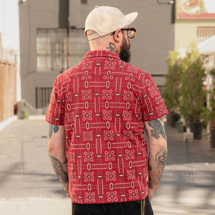 Bandana Print Knit Camp Shirt - Red/Multi