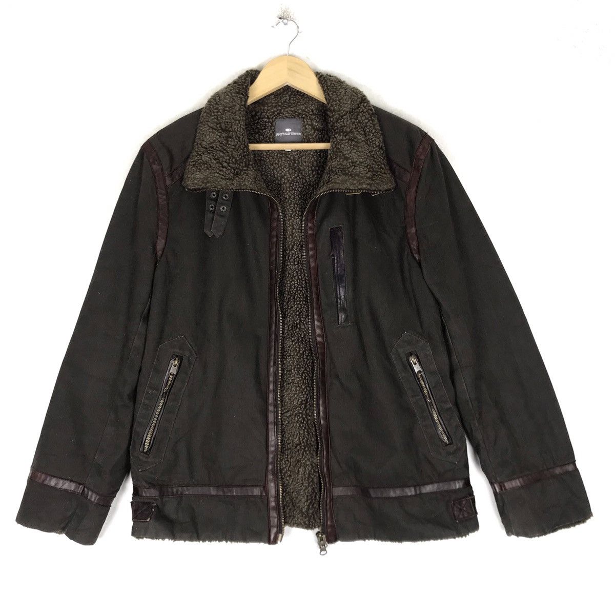 Japanese Brand × Leather Rattle Trap Moleskin Leather Trim Sherpa Heavy Jacket Size US S / EU 44-46 / 1 - 2 Thumbnail