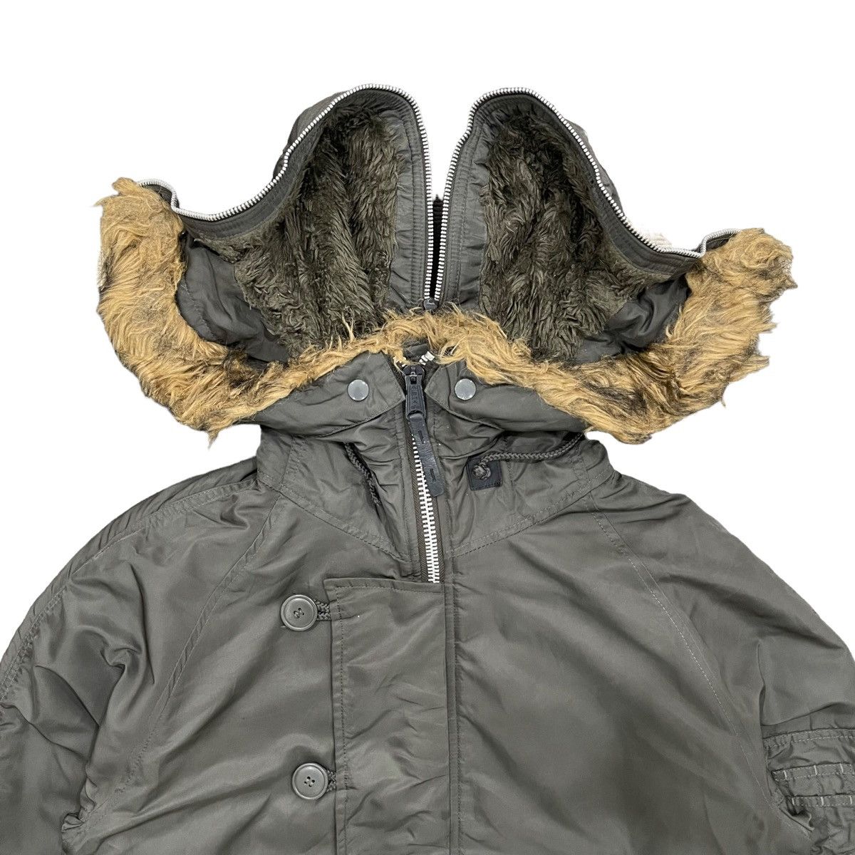 Alpha Industries Last Drop Vtg Alpha Industries Faux Fur Hoodie Bomber Jacket Size US L / EU 52-54 / 3 - 3 Thumbnail