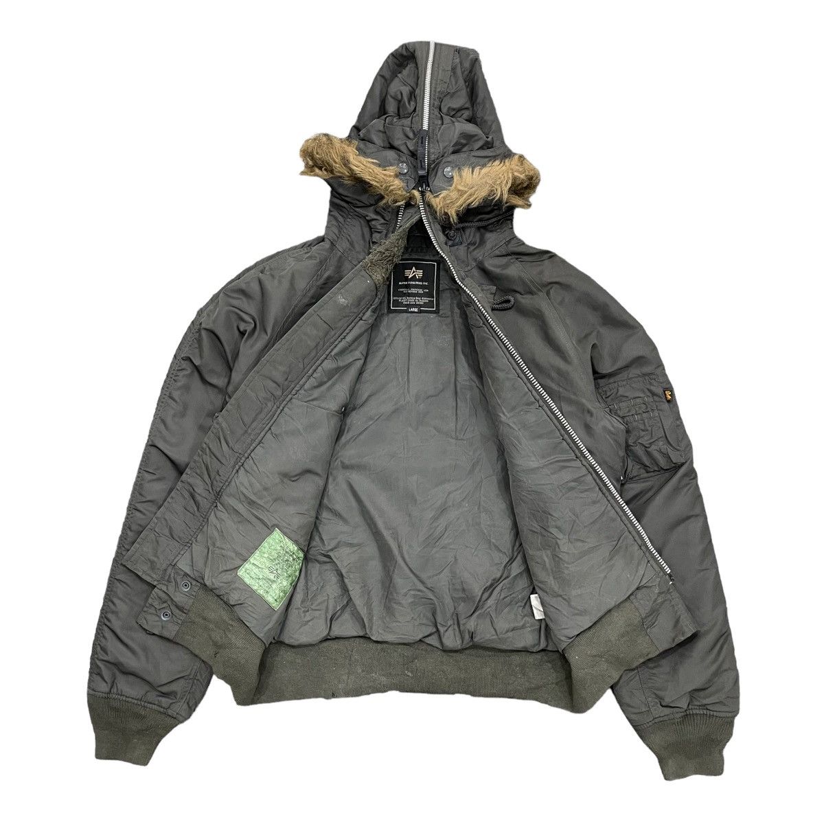 Alpha Industries Last Drop Vtg Alpha Industries Faux Fur Hoodie Bomber Jacket Size US L / EU 52-54 / 3 - 2 Thumbnail