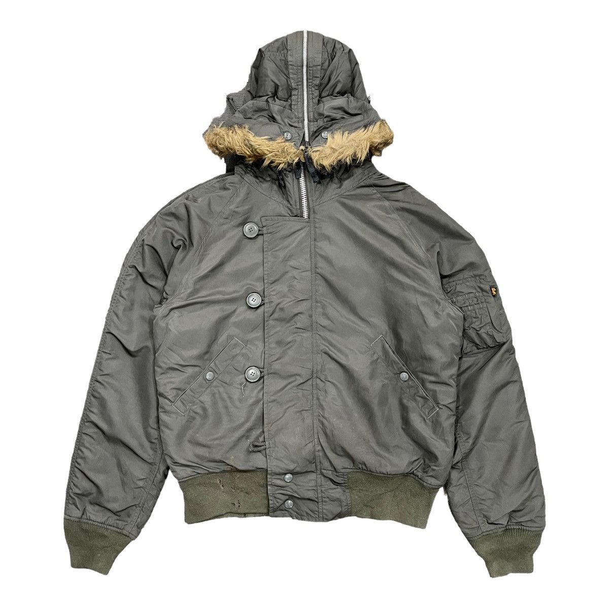 Last Drop Vtg Alpha Industries Faux Fur Hoodie Bomber Jacket