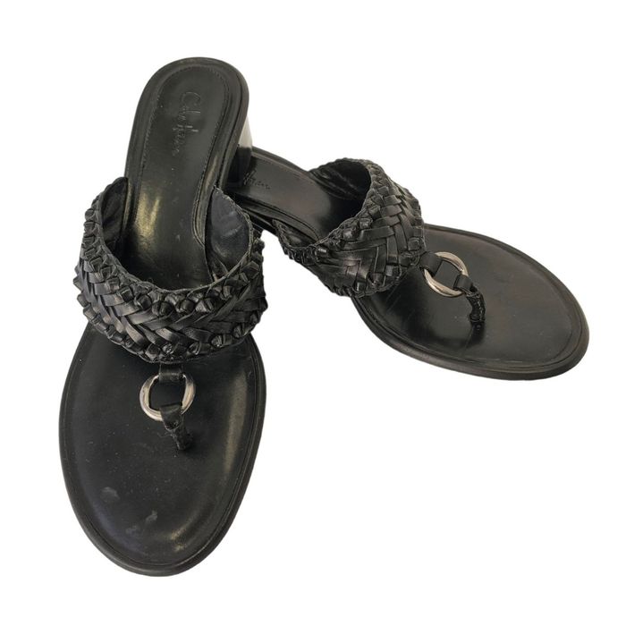 Cole Haan Cole Haan Black Leather Thong Sandal Woven Strap Grailed