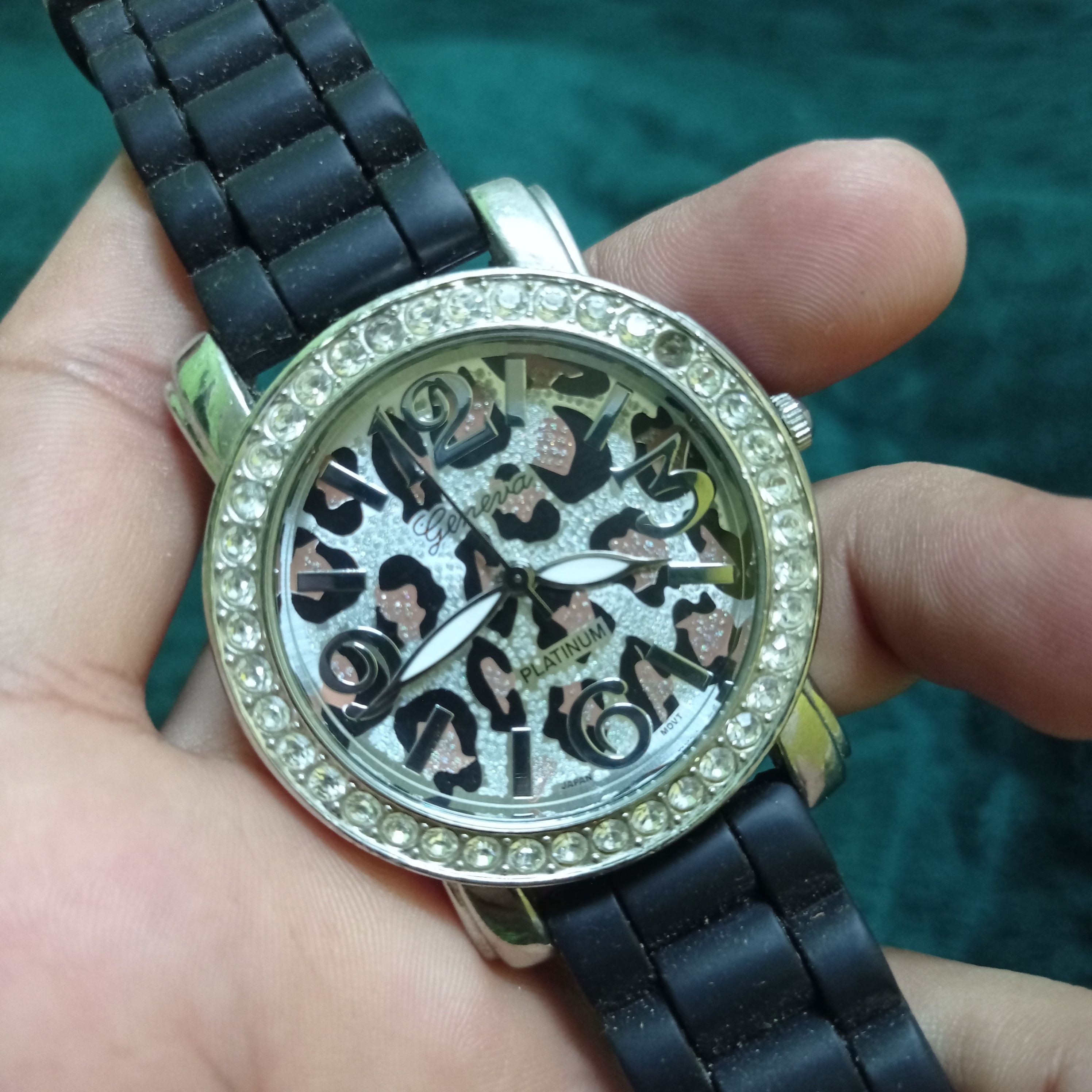 image of Watches Geneva Platinum Watch By Japan Engine Movement in Black/Silver, Men's
