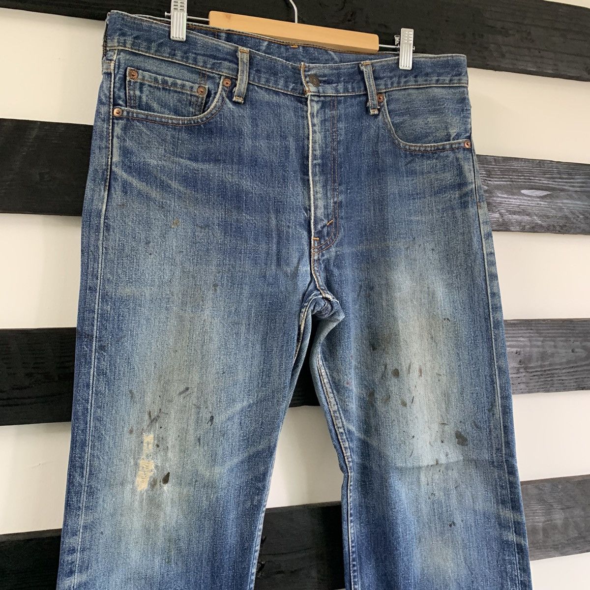 Levi's × Vintage Vintage 2000s Distressed 505 Levis Jeans Size US 34 / EU 50 - 2 Thumbnail