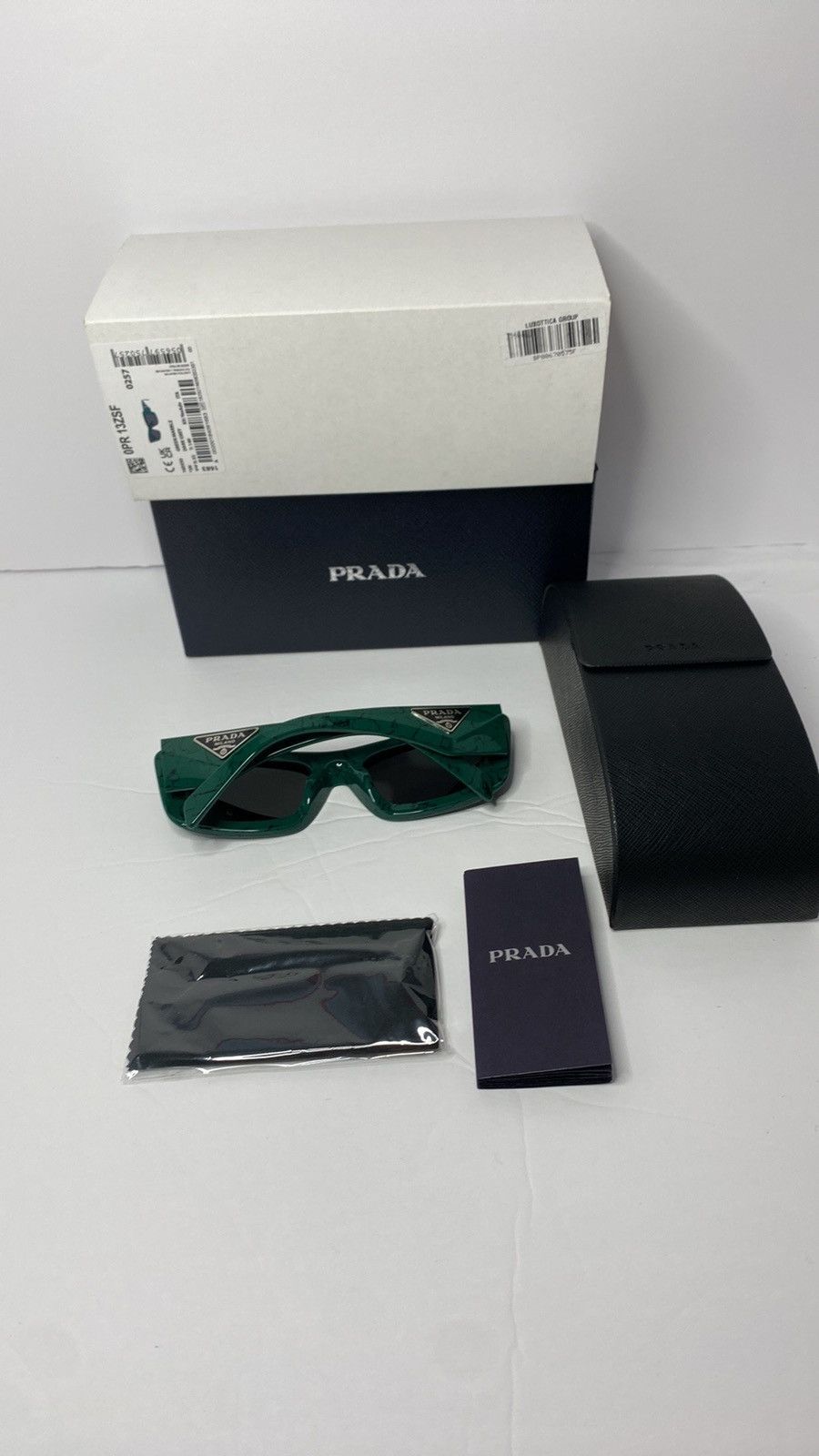 Prada PR13ZSF Green Marble Dark Grey Sunglasses