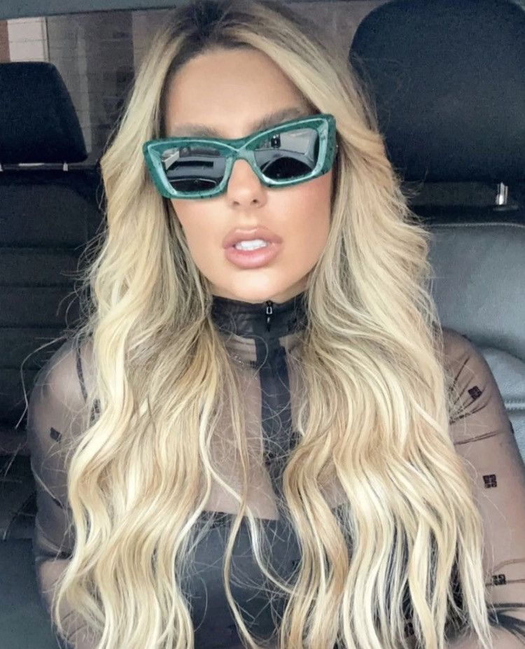 Prada PR13ZSF Green Marble Dark Grey Sunglasses