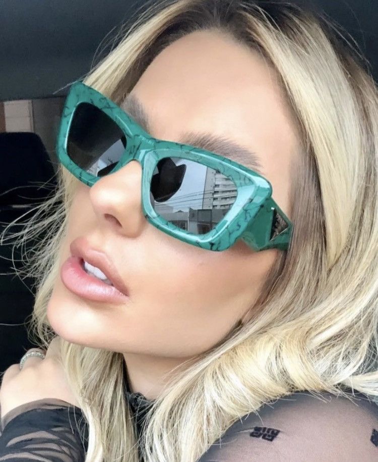 Prada PR13ZSF Green Marble Dark Grey Sunglasses