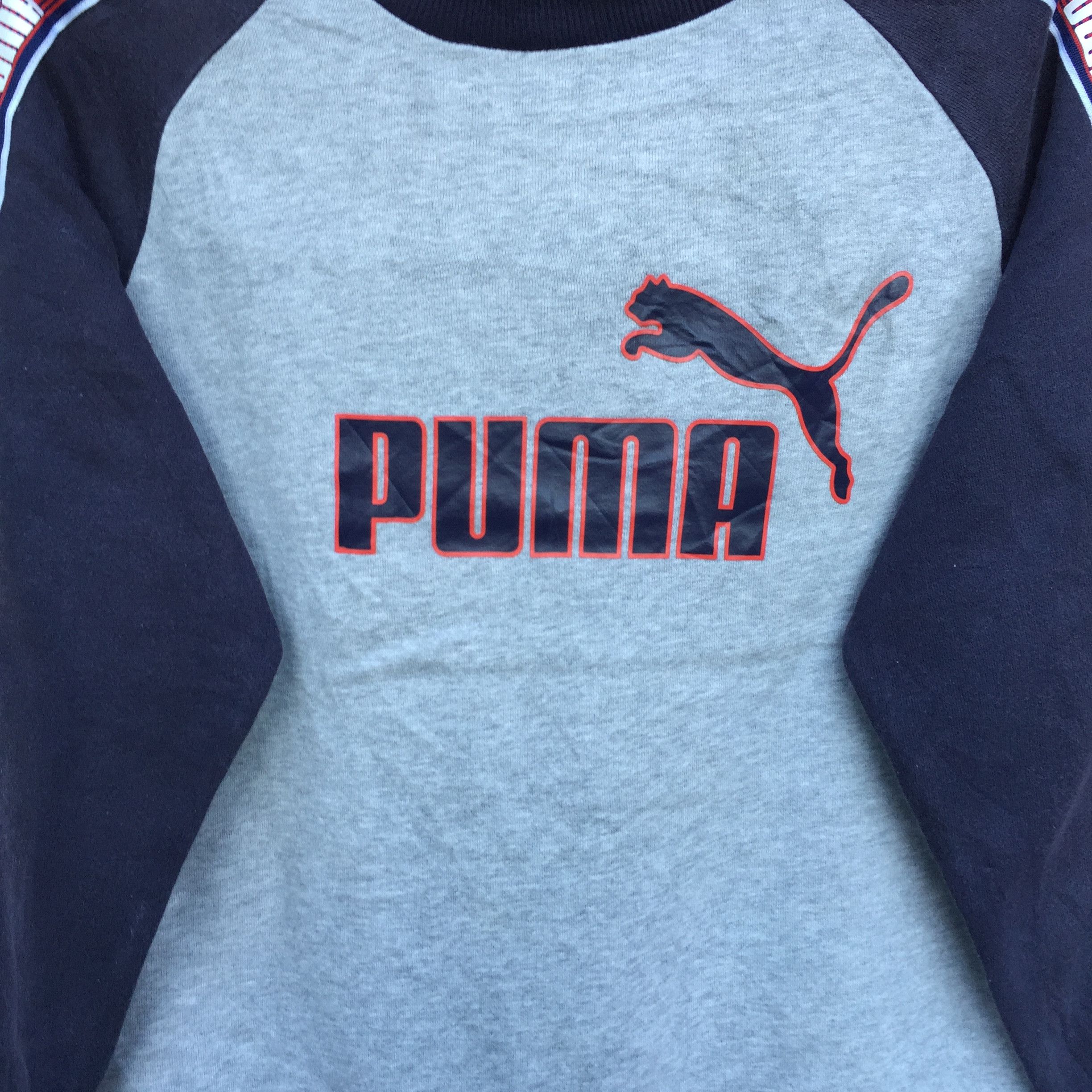 Puma PUMA sweatshirt spell out big logo.. striped logo.. Size US S / EU 44-46 / 1 - 2 Thumbnail
