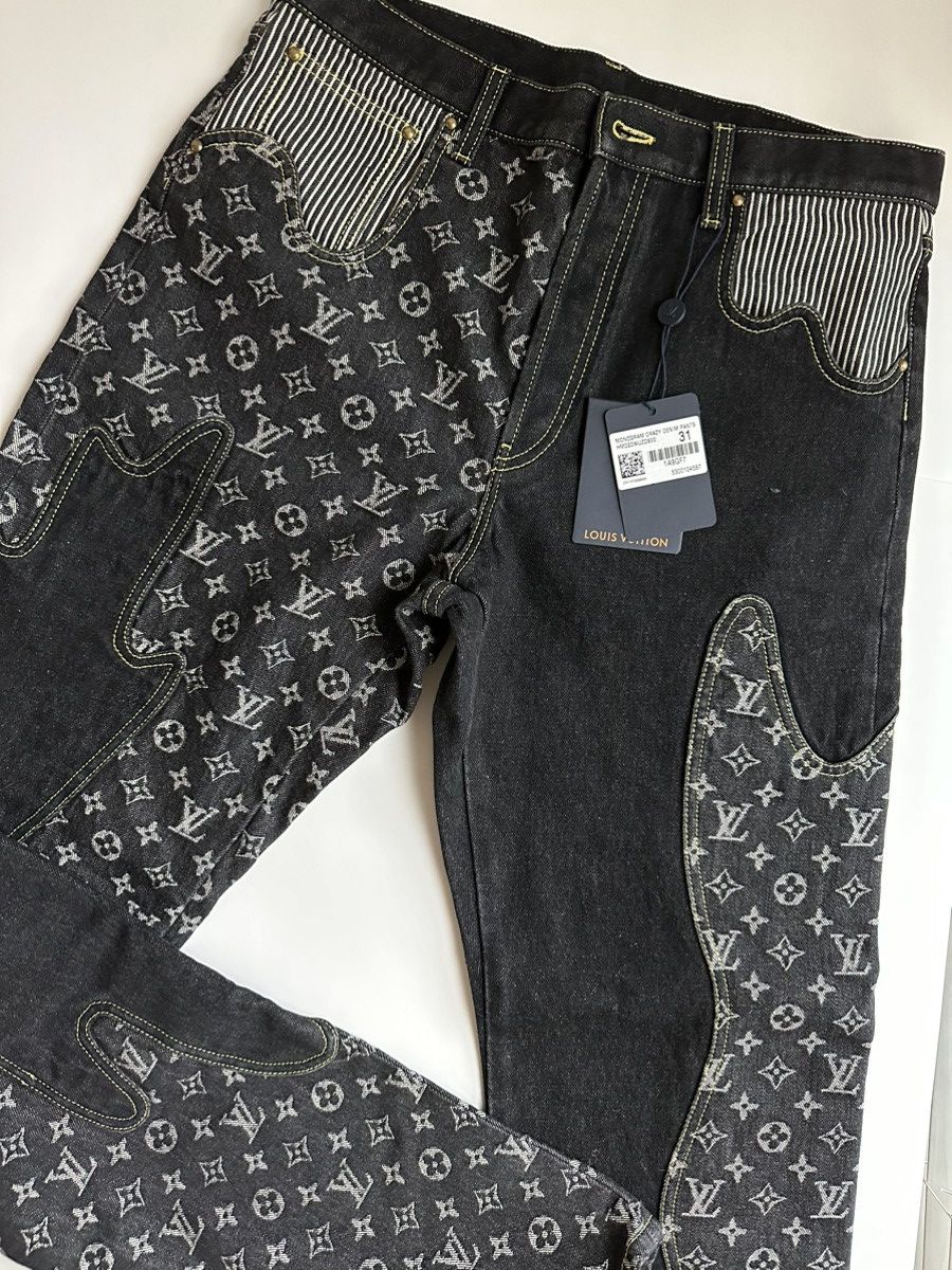 LV x Nigo Monogram Crazy Denim Pants Black