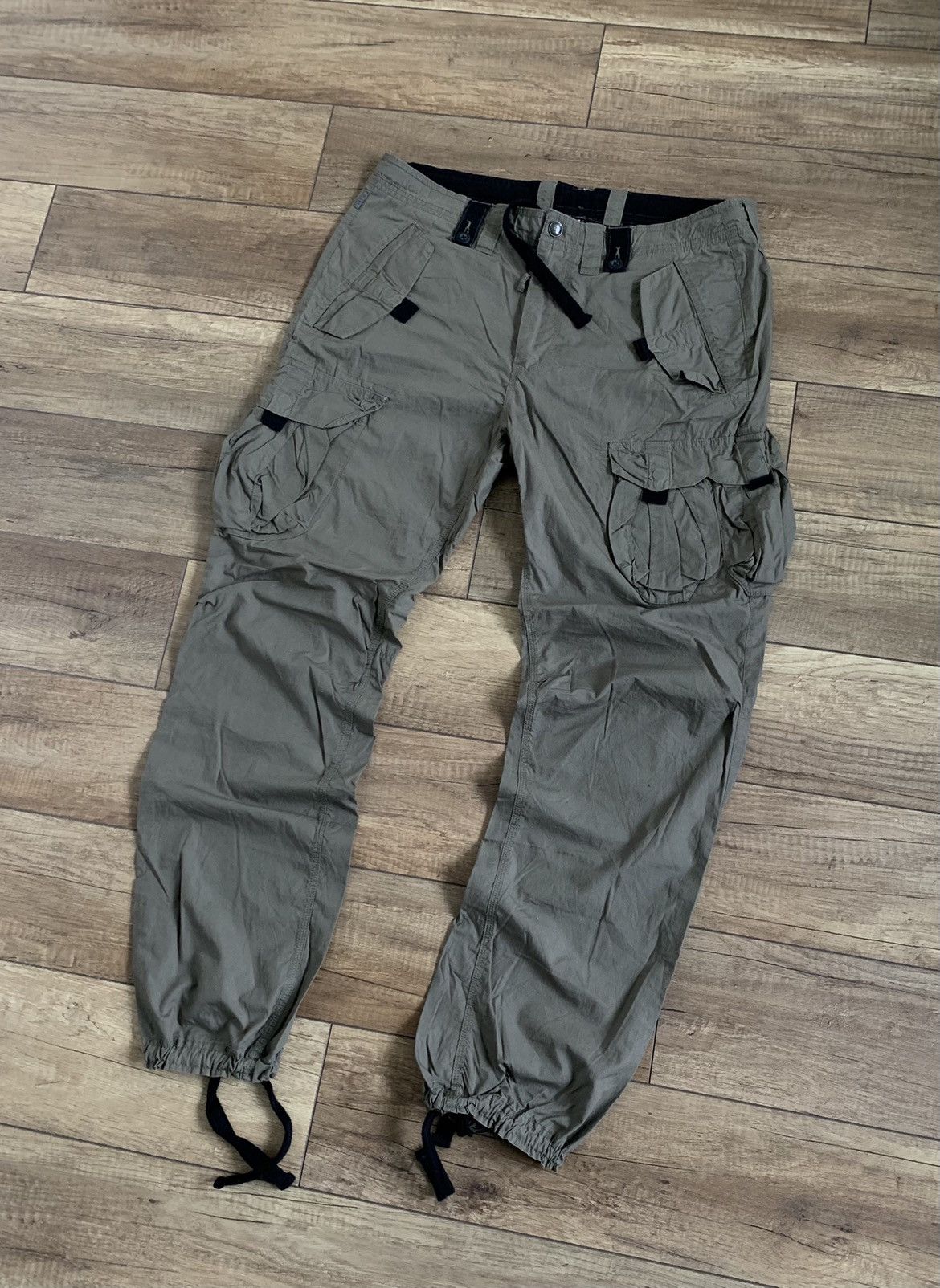 image of Armani x Armani Exchange Vintage Multipocket Tactical Cargo Pants in Grey Olive, Men's (Size 36)