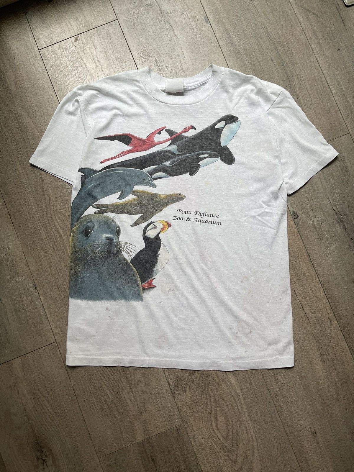 Vintage Vintage 90s Sea Animal Wrap Around T Shirt Size US M / EU 48-50 / 2 - 1 Thumbnail