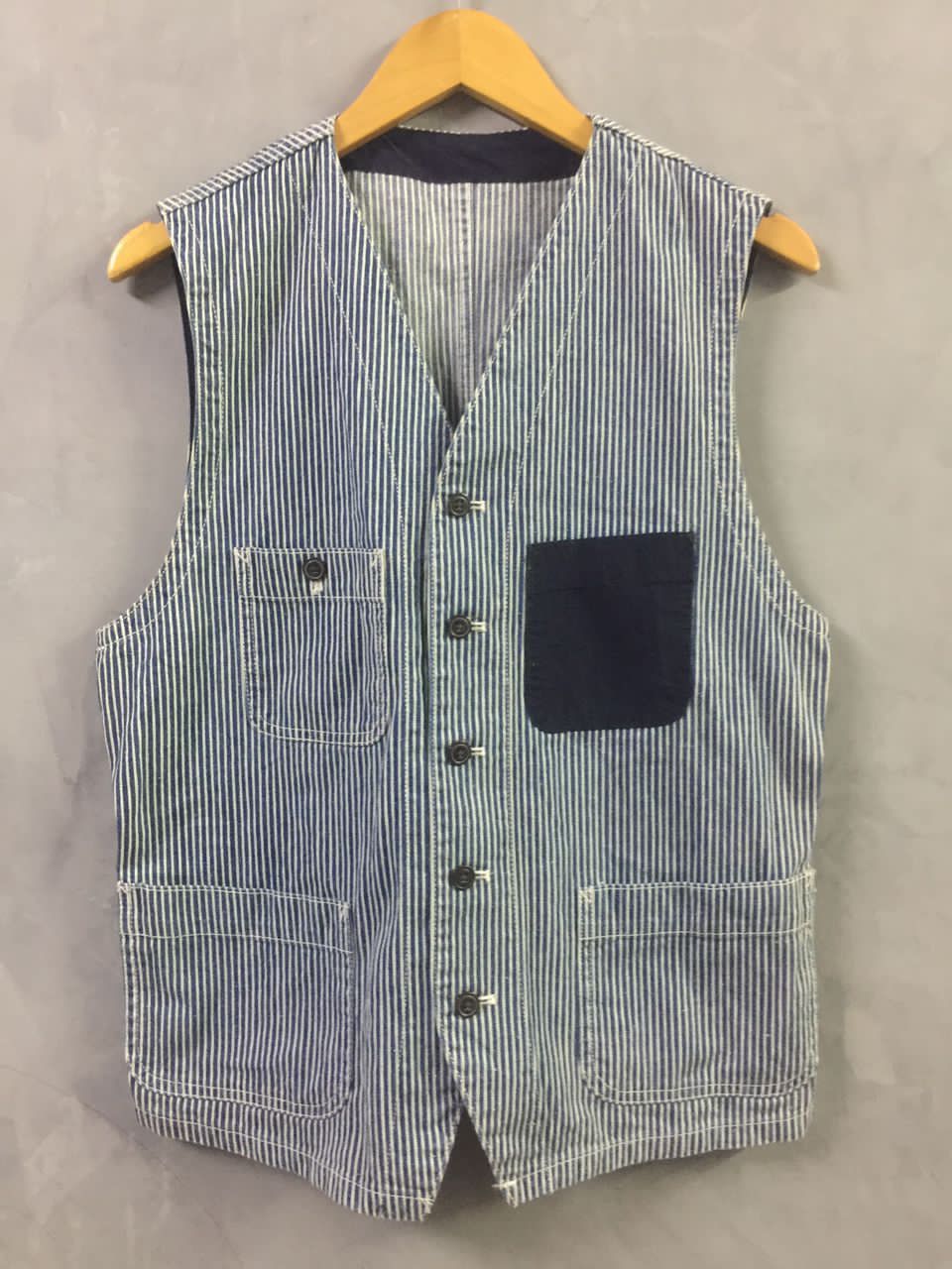 Designer × Japanese Brand Denim Hickory Vest Size US L / EU 52-54 / 3 - 1 Thumbnail