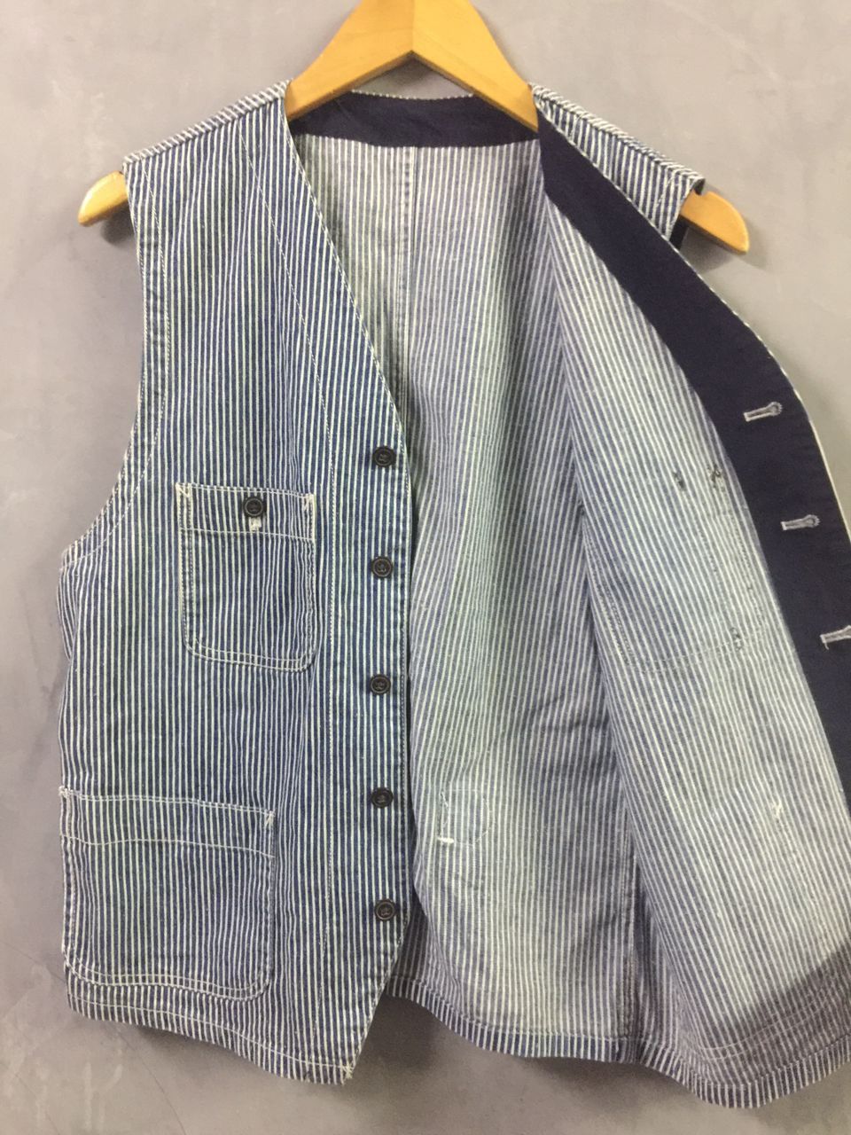 Designer × Japanese Brand Denim Hickory Vest Size US L / EU 52-54 / 3 - 7 Thumbnail