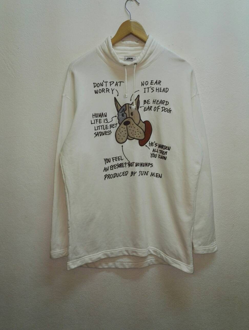 Vintage JUN MEN Sweatshirt Embroidered Big Logo Dog