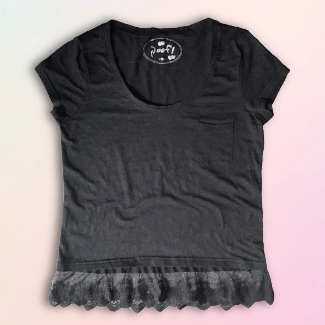 Vintage Retro, Y2K, Lace Trimmed, Short Sleeve Pocket Tee Size M / US 6-8 / IT 42-44 - 13 Thumbnail