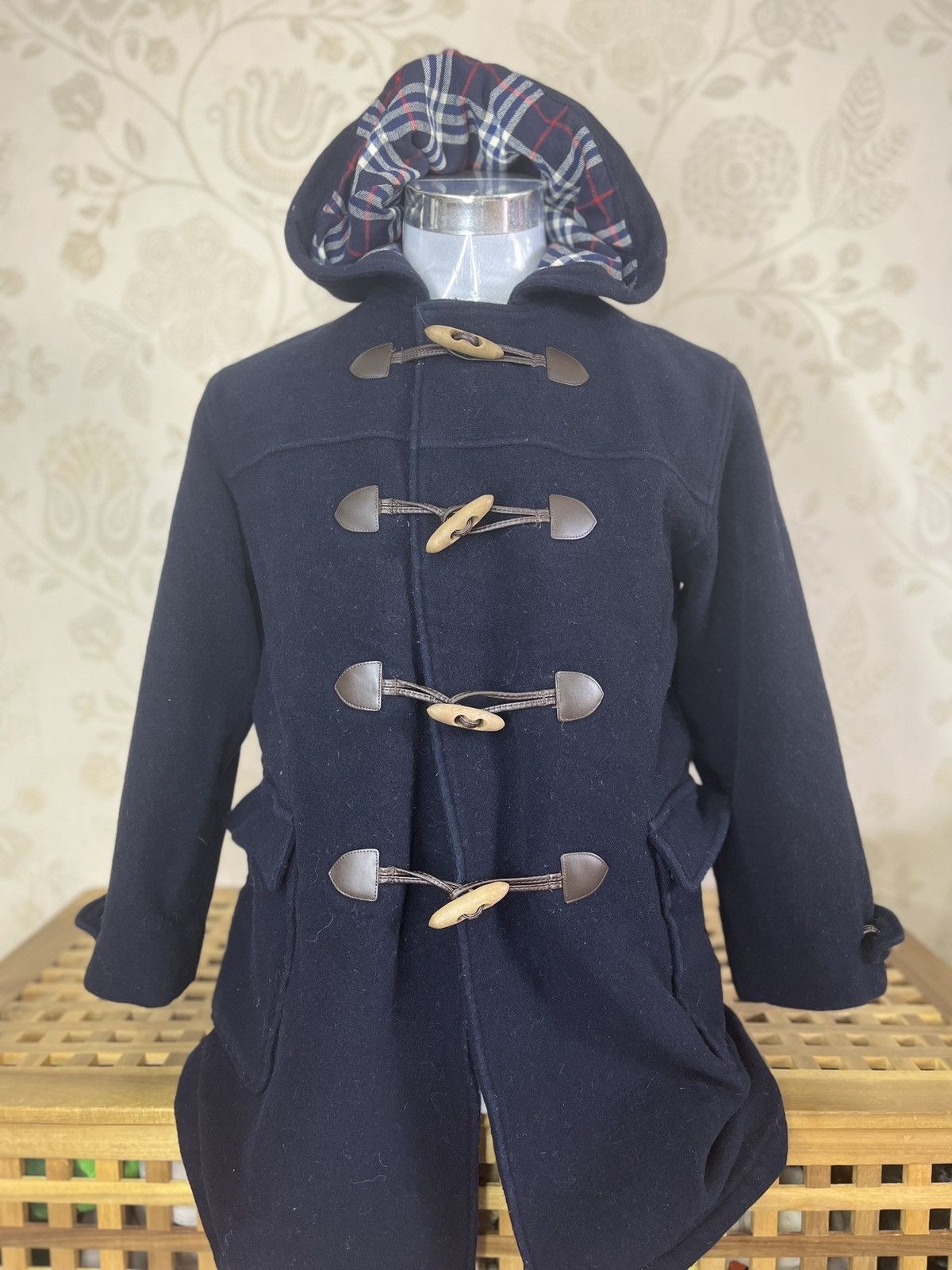 image of Burberrys Duffel Jacket Hoodie Parkas Wool Coat Vintage in Black, Men's (Size Large)